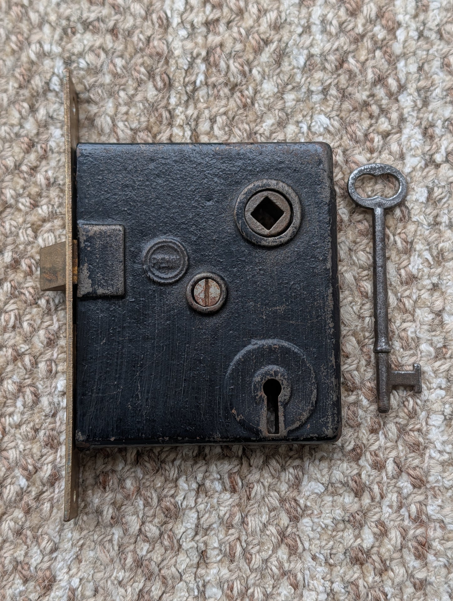 Antique Interior Penn Mortise Lock Door Hardware #2327 With Key