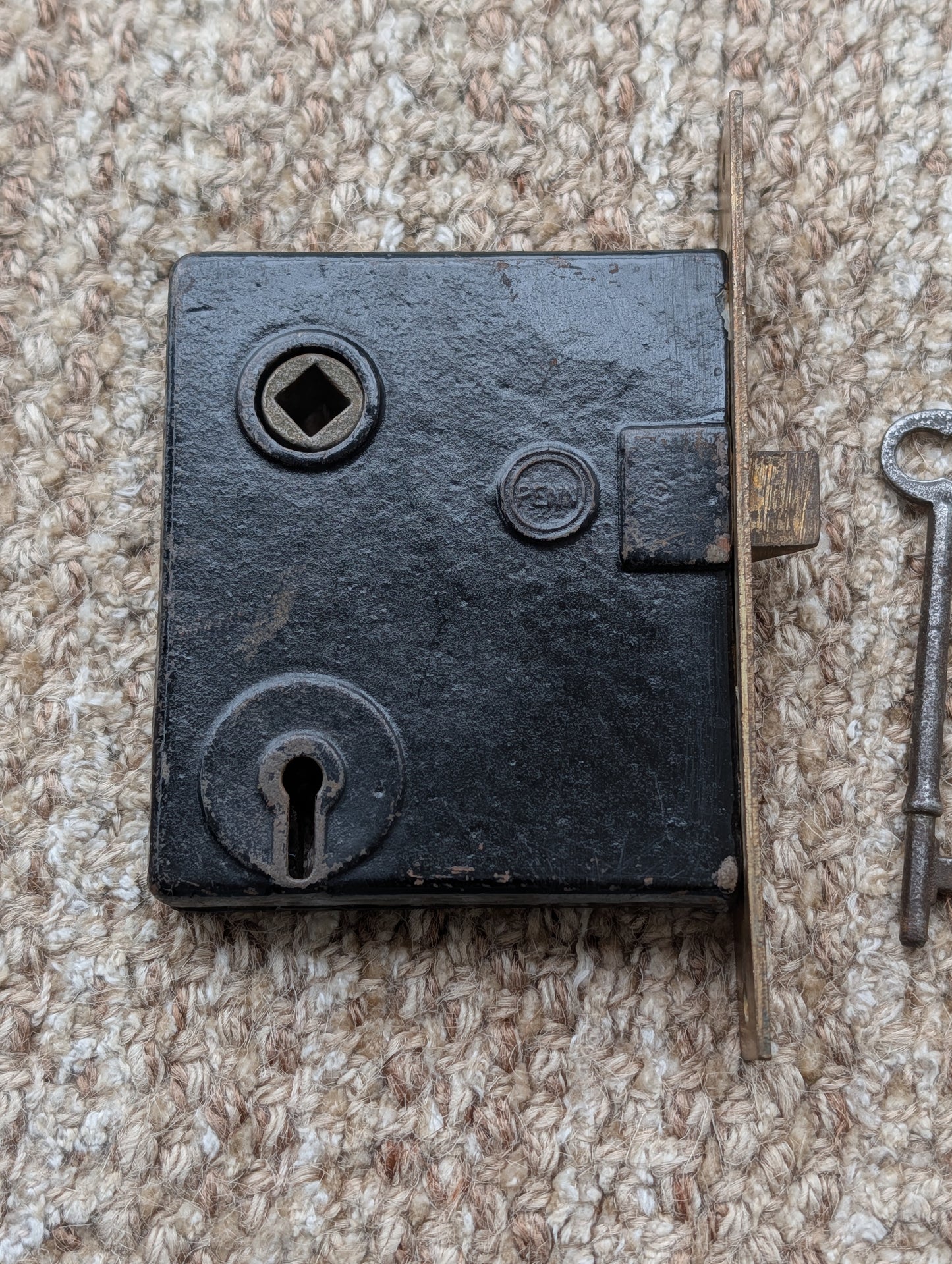 Antique Interior Penn Mortise Lock Door Hardware #2327 With Key