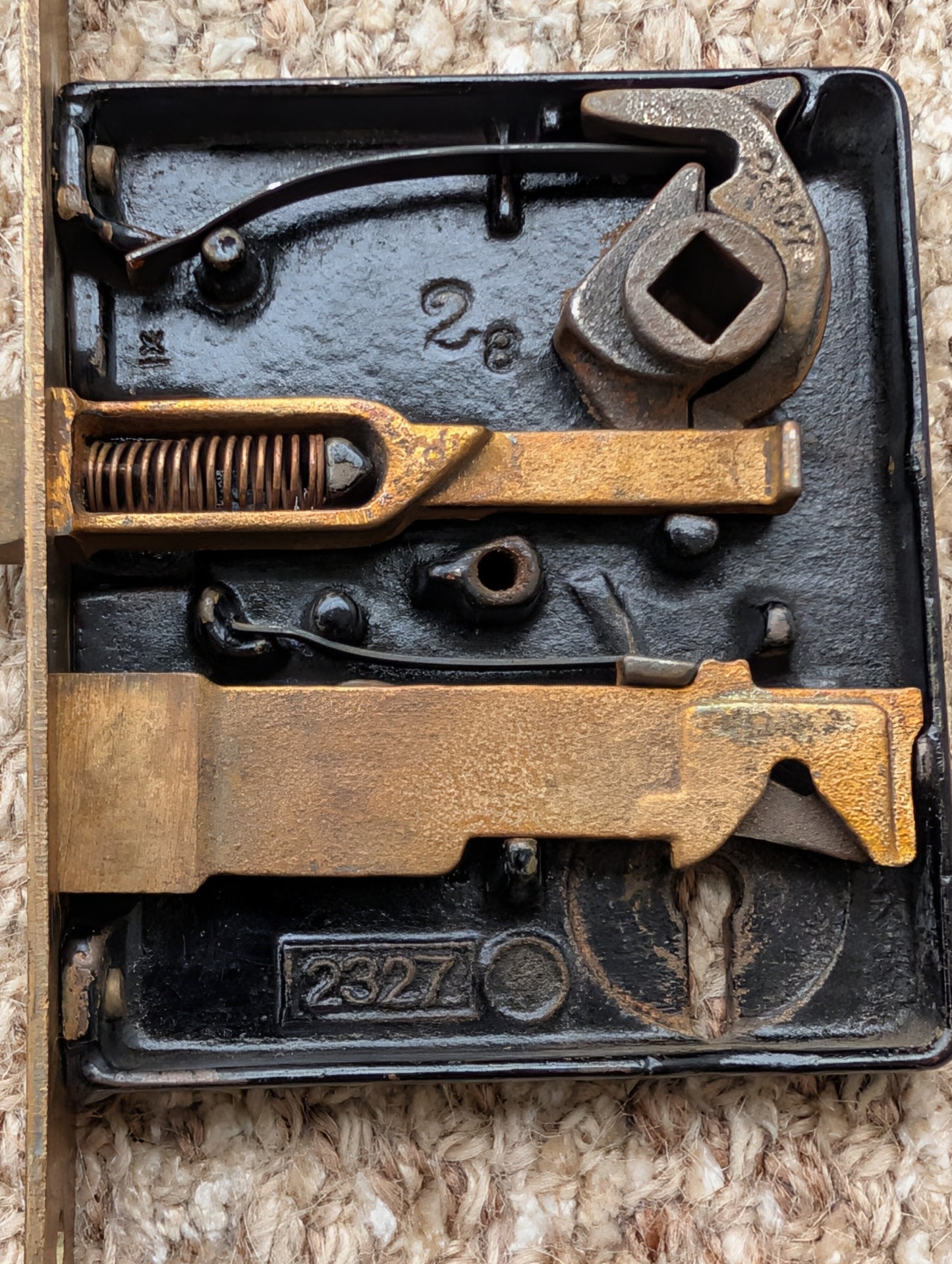 Antique Interior Penn Mortise Lock Door Hardware #2327 With Key