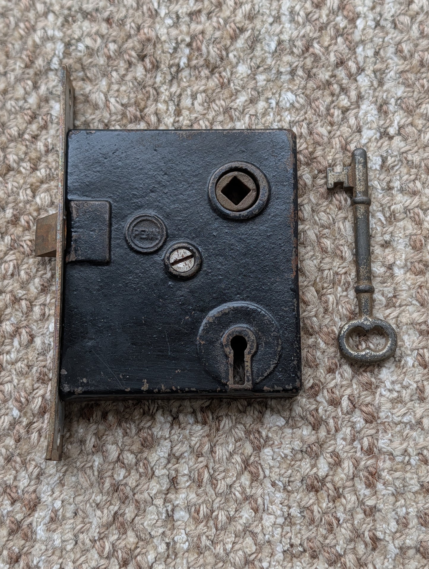 Antique Interior Penn Mortise Lock Door Hardware #2327 With Key