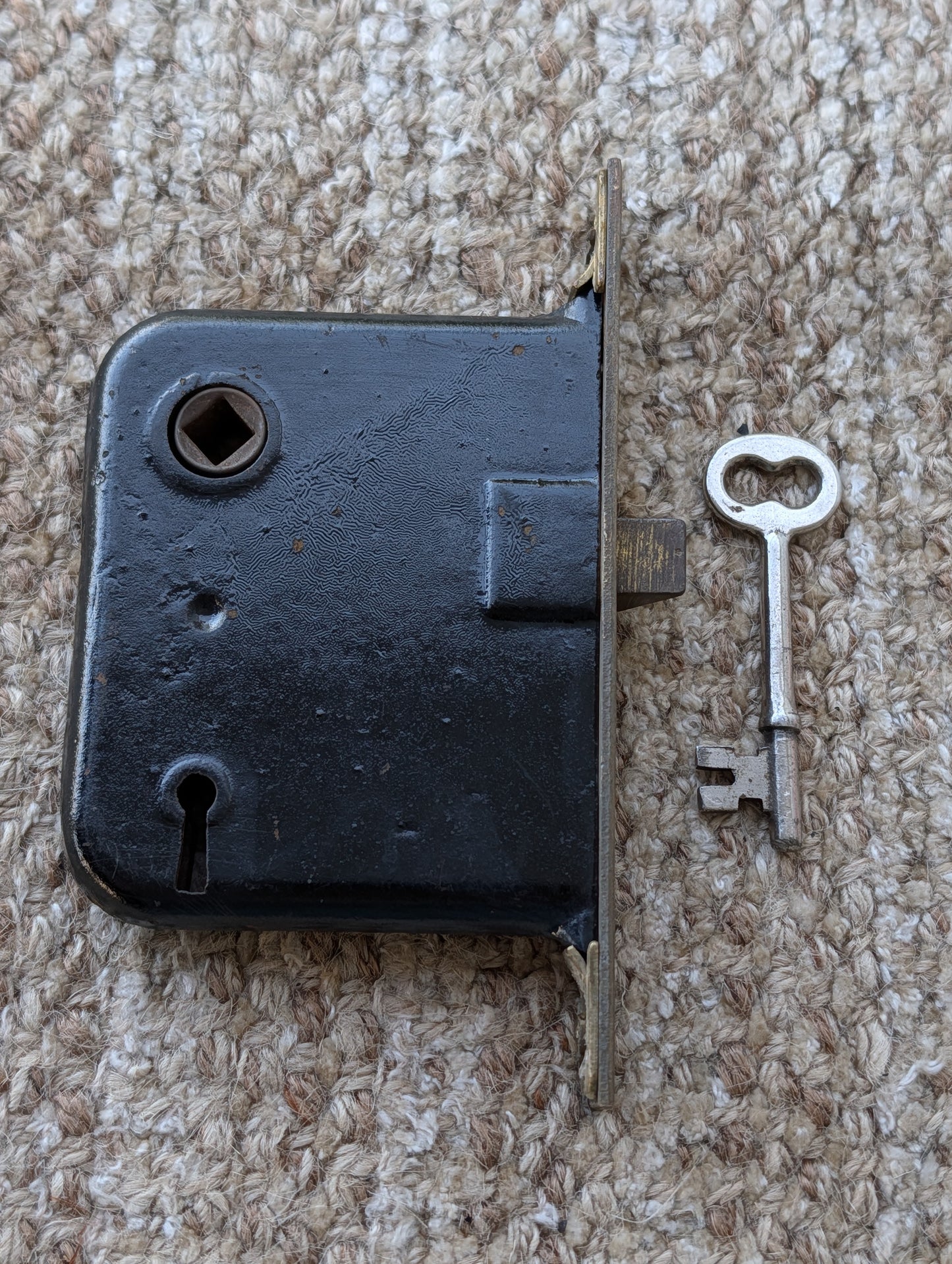 Antique Interior Mortise Lock Door Hardware  #3109 With Key