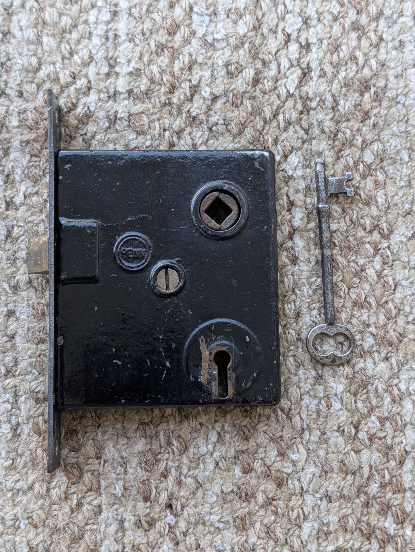 Antique Interior Penn Mortise Lock Door Hardware #2327 With Key