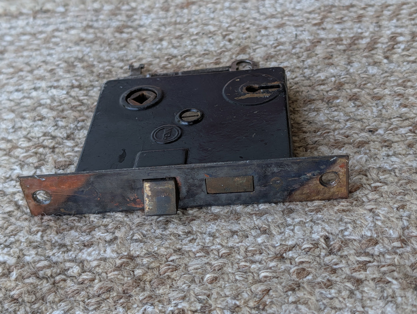 Antique Interior Penn Mortise Lock Door Hardware #2327 With Key