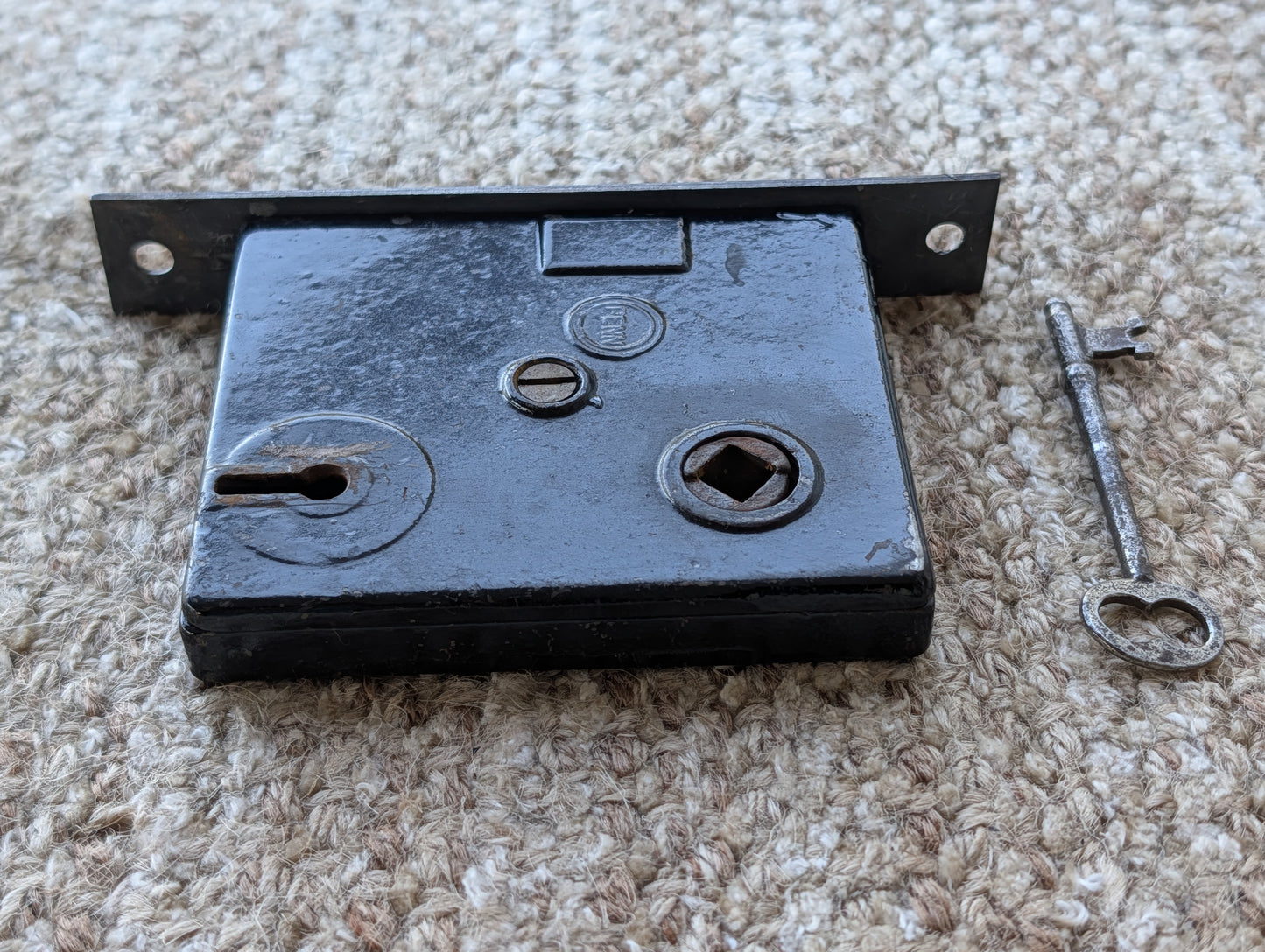 Antique Interior Penn Mortise Lock Door Hardware #2327 With Key