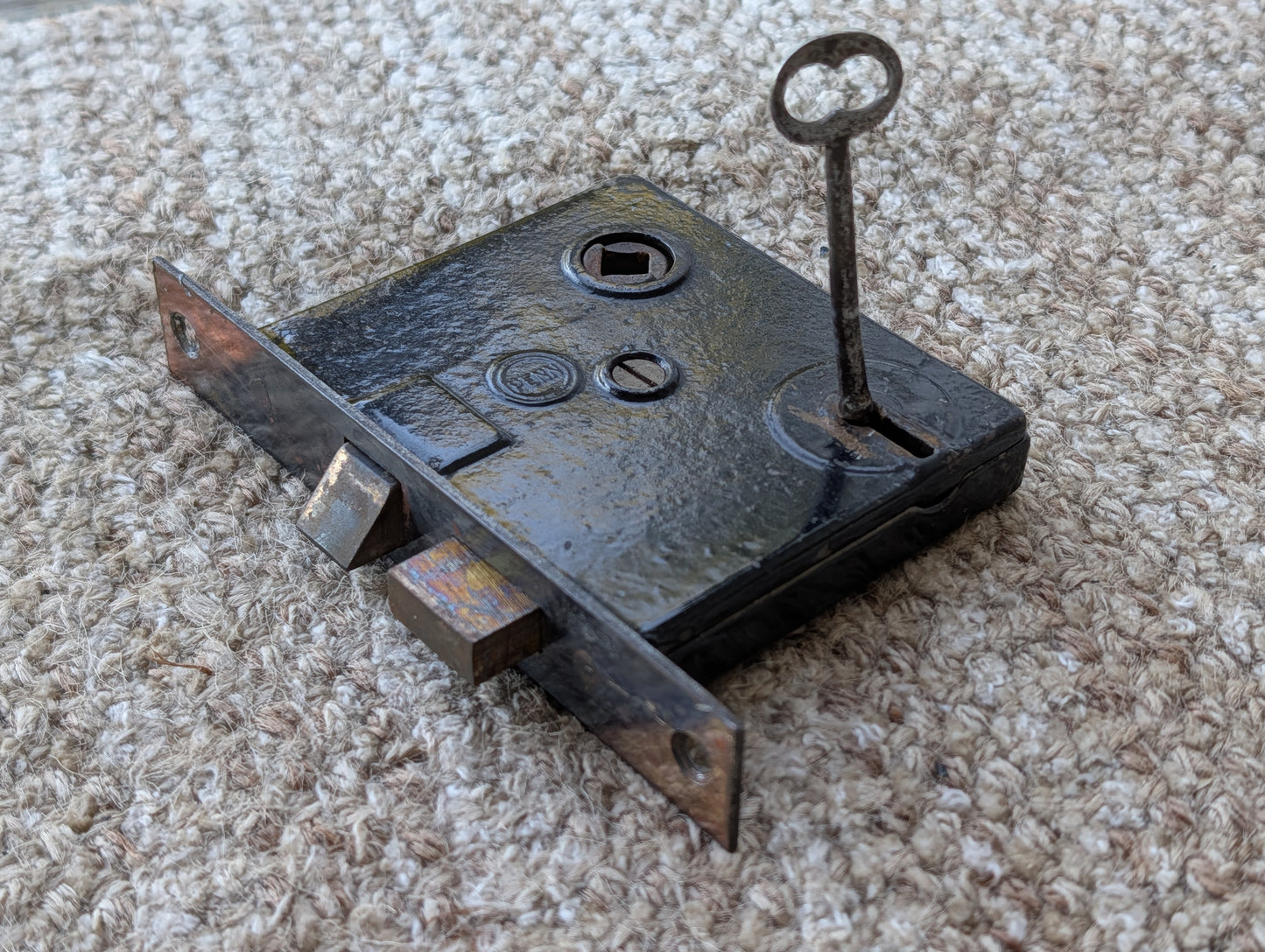 Antique Interior Penn Mortise Lock Door Hardware #2327 With Key