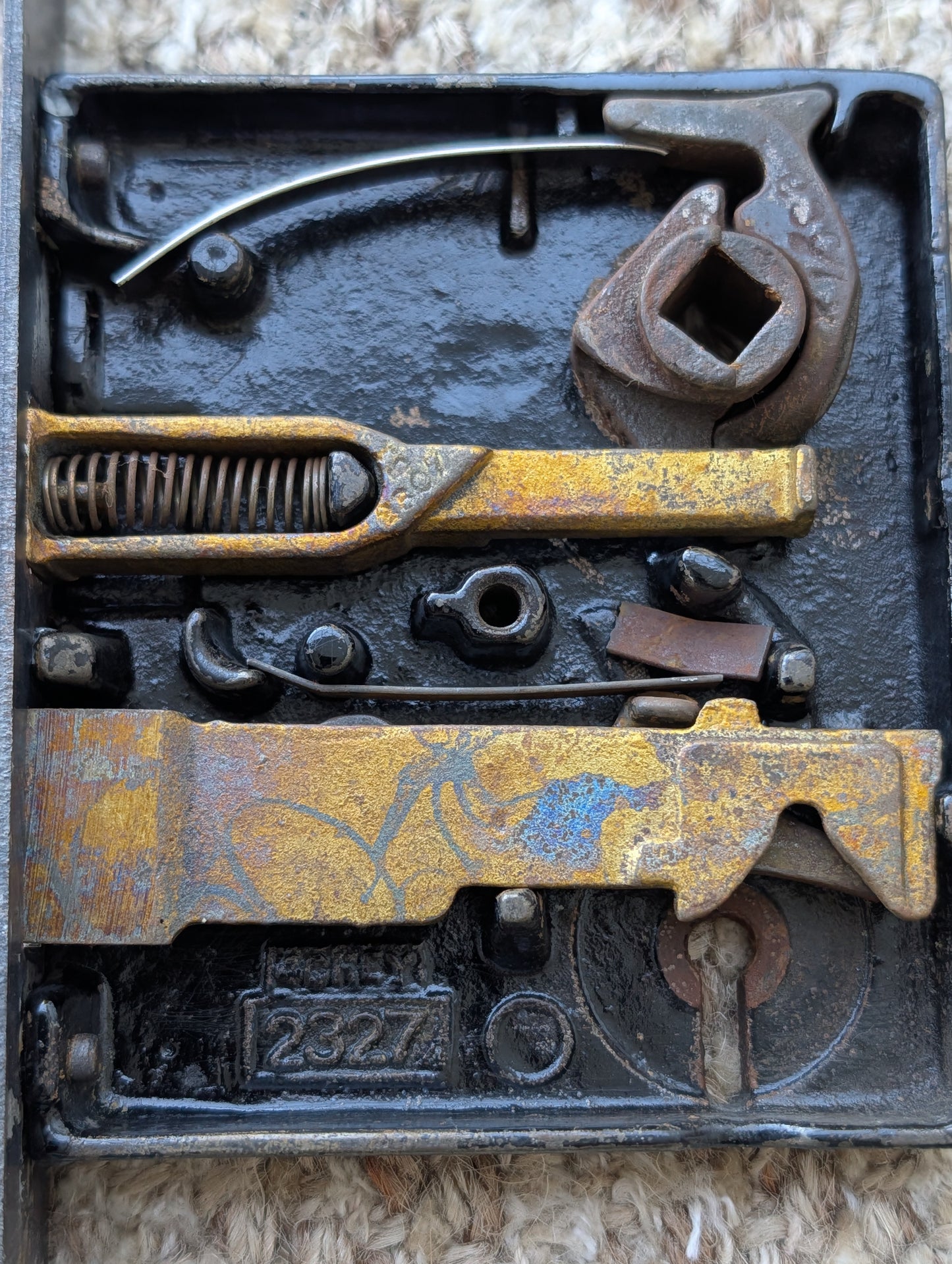 Antique Interior Penn Mortise Lock Door Hardware #2327 With Key