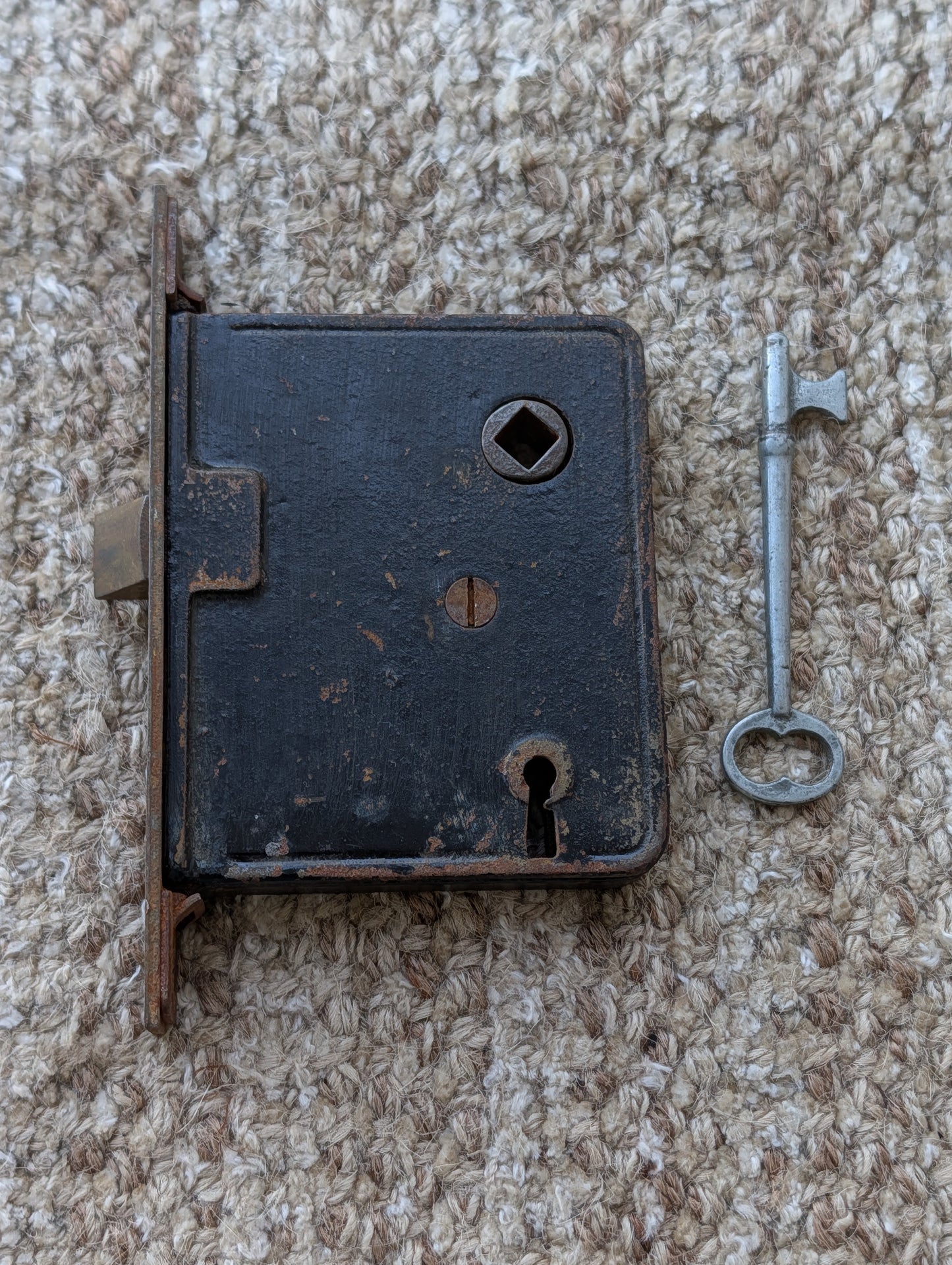 Antique Interior Mortise Lock Door Hardware #7-8-9 With Key