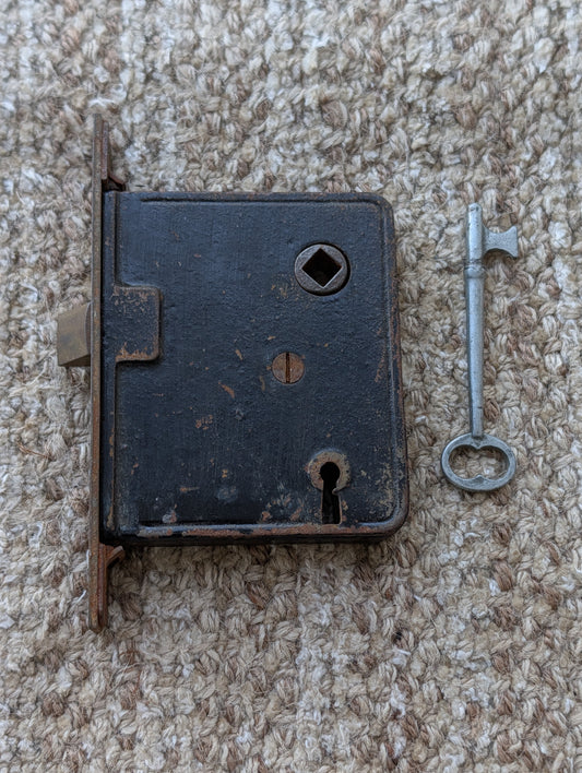 Antique Interior Mortise Lock Door Hardware #7-8-9 With Key