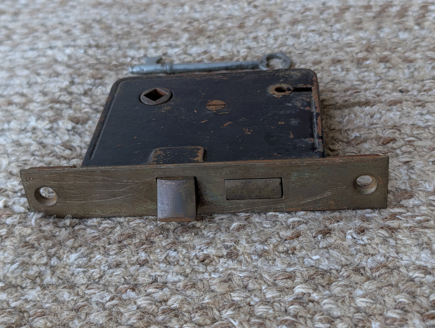 Antique Interior Mortise Lock Door Hardware #7-8-9 With Key