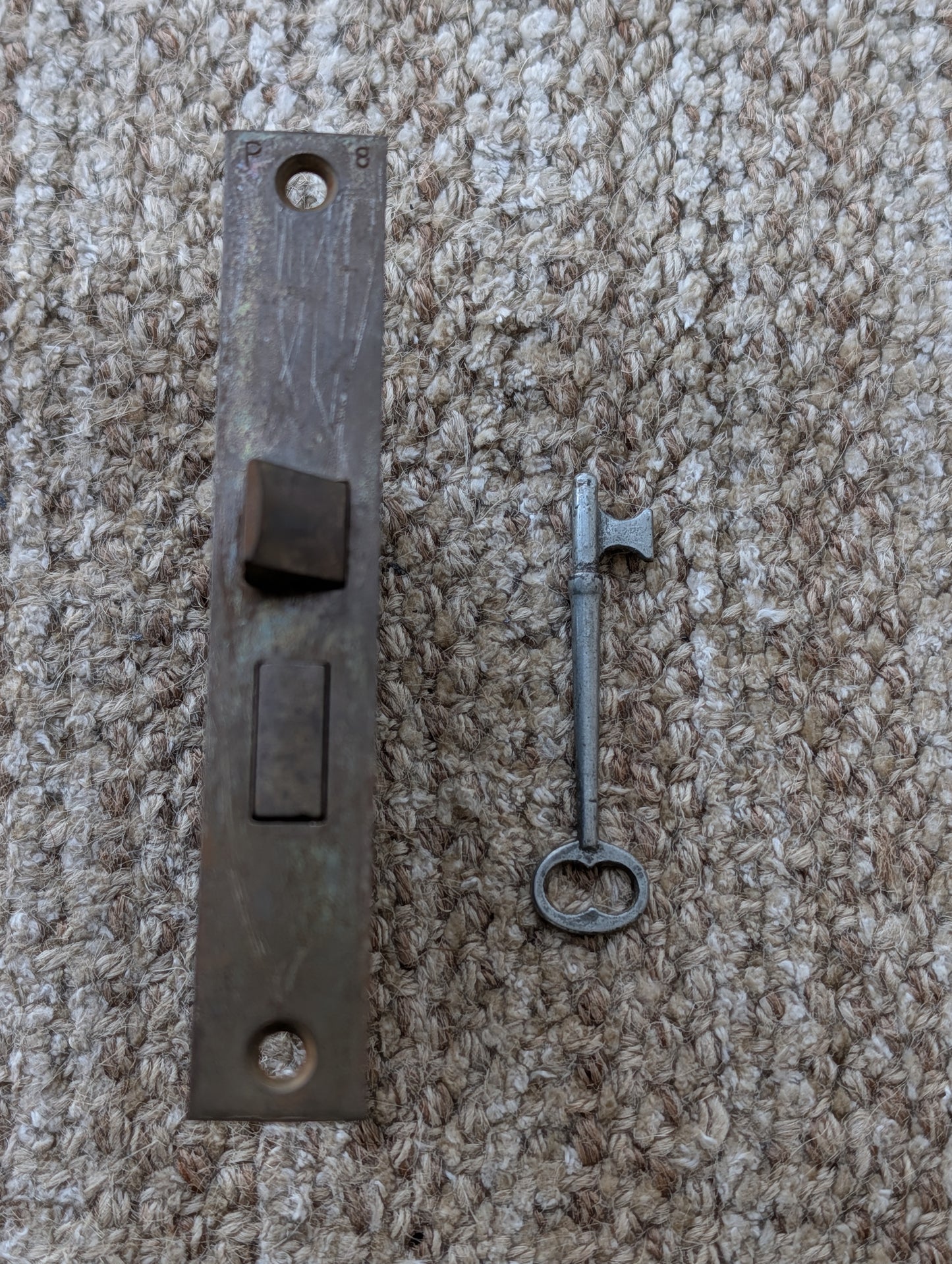 Antique Interior Mortise Lock Door Hardware #7-8-9 With Key