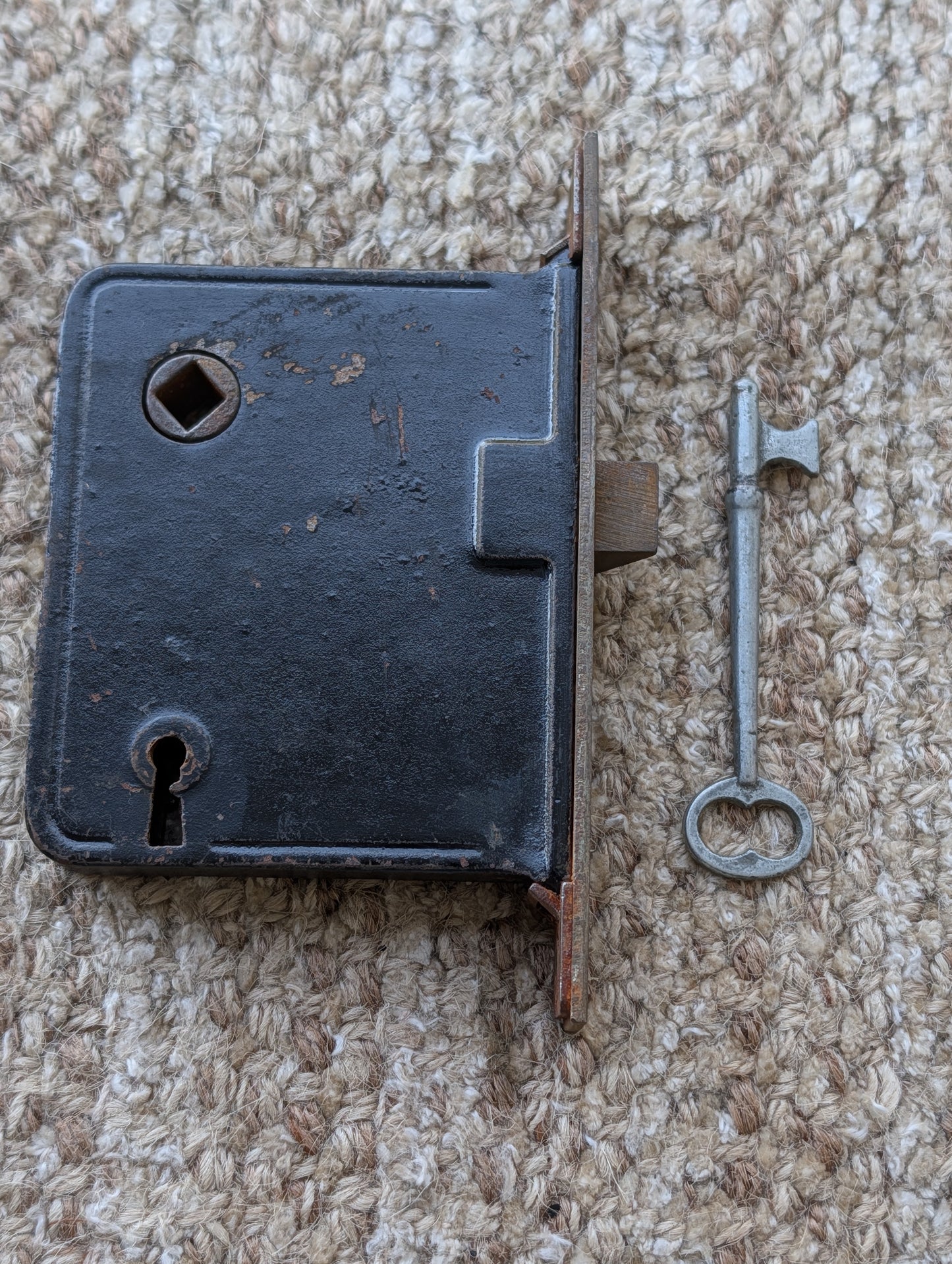 Antique Interior Mortise Lock Door Hardware #7-8-9 With Key