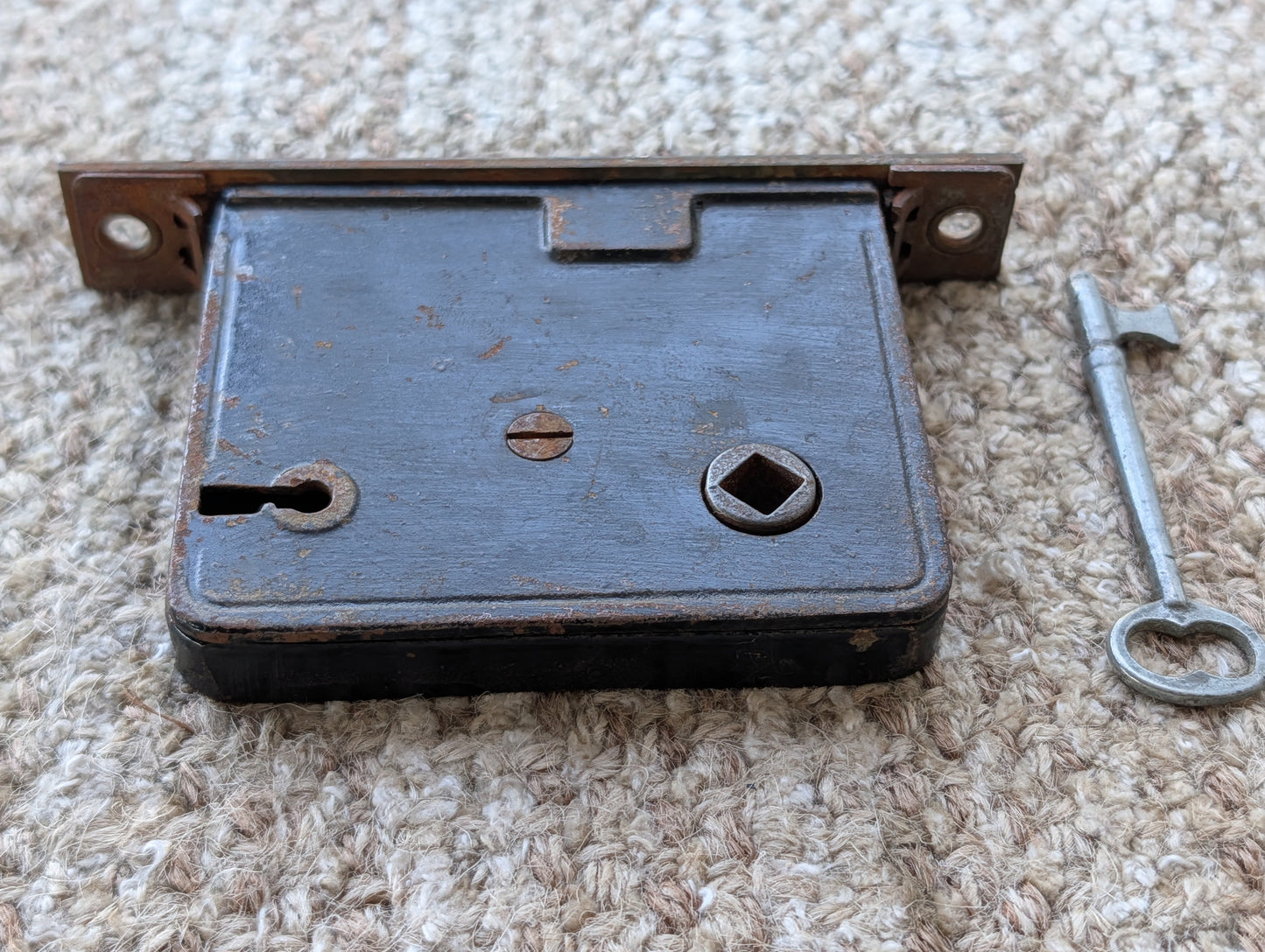Antique Interior Mortise Lock Door Hardware #7-8-9 With Key