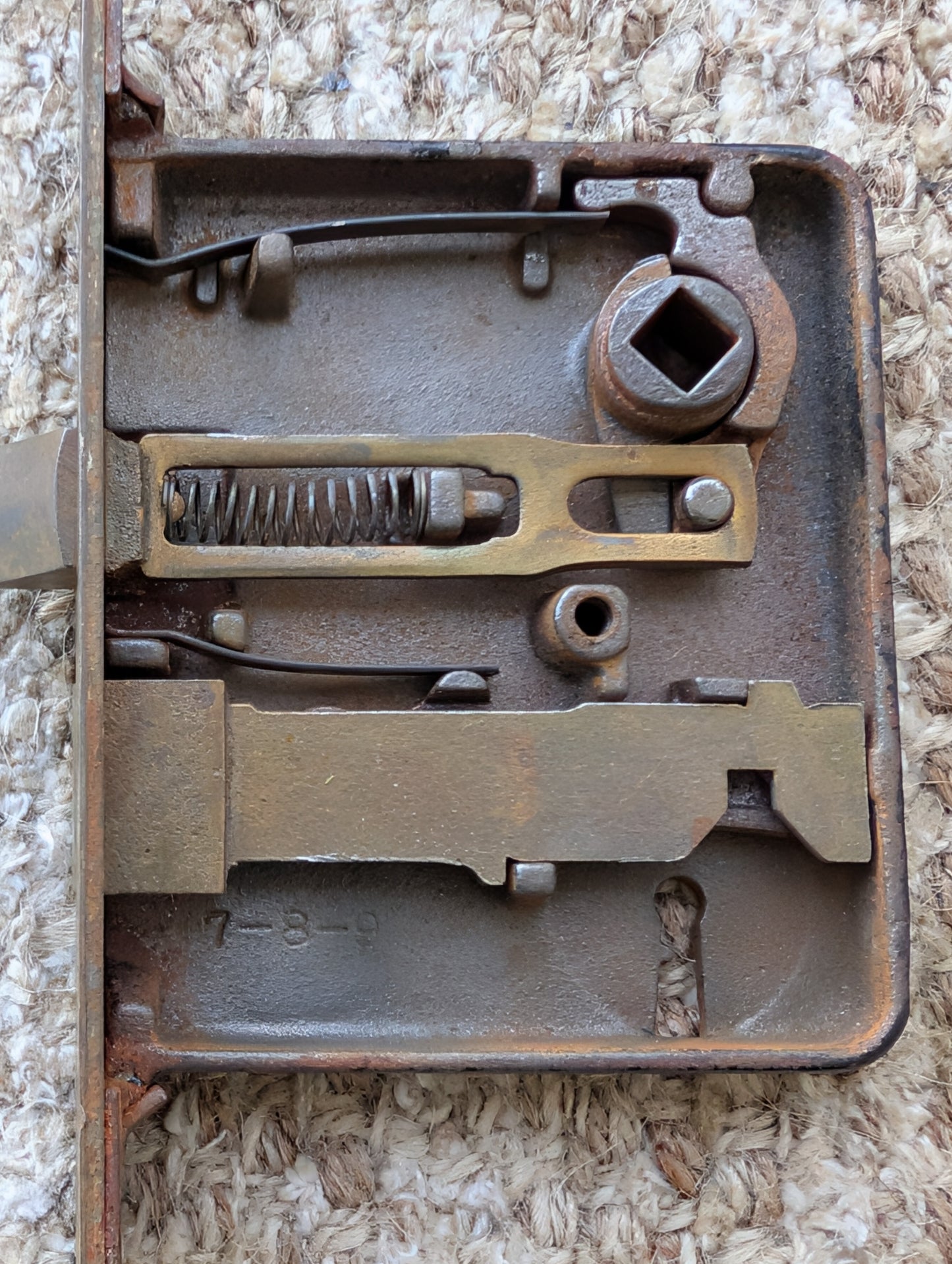 Antique Interior Mortise Lock Door Hardware #7-8-9 With Key