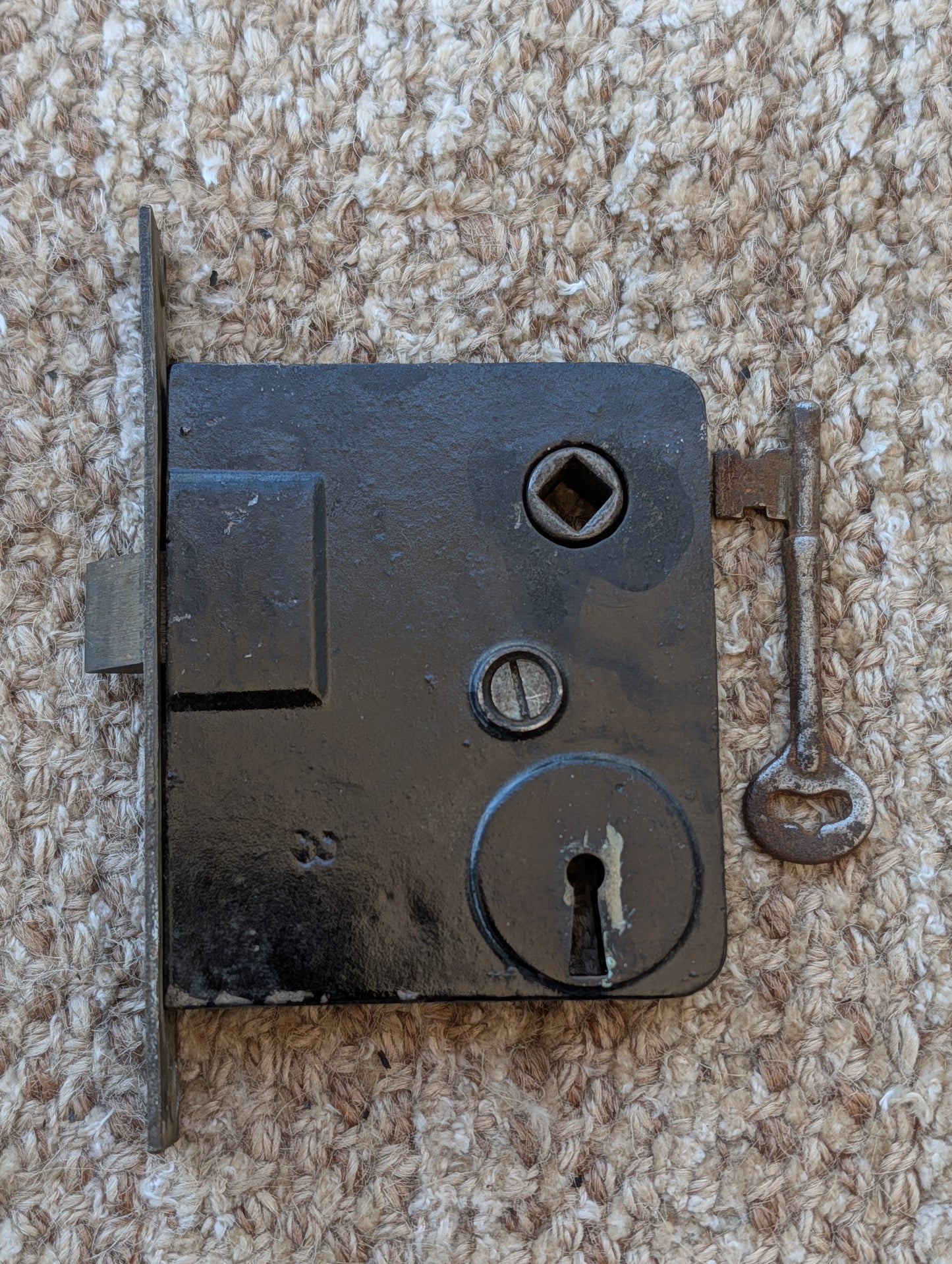 Antique Interior Mortise Lock Door Hardware #3 U S With Key