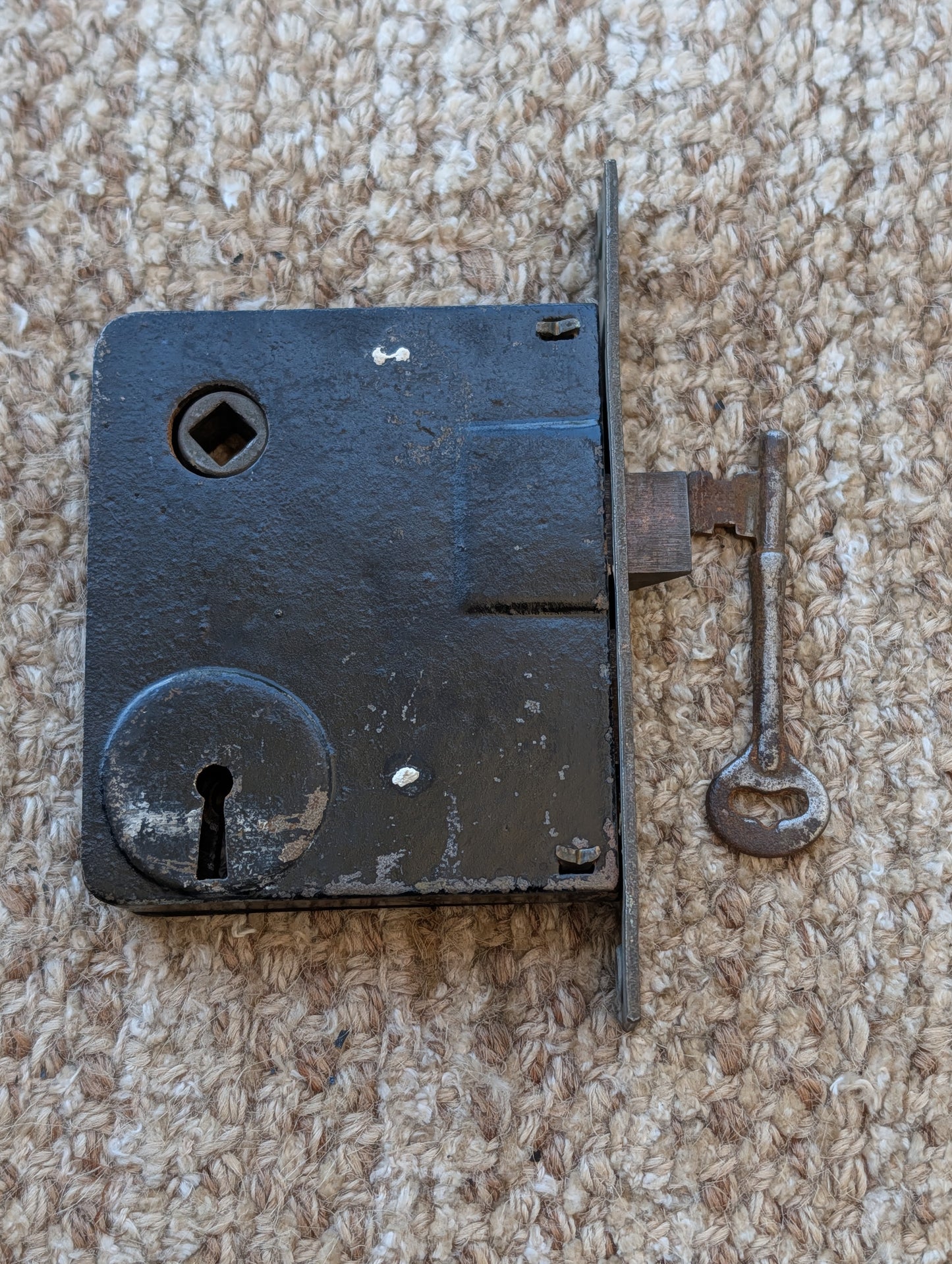 Antique Interior Mortise Lock Door Hardware #3 U S With Key