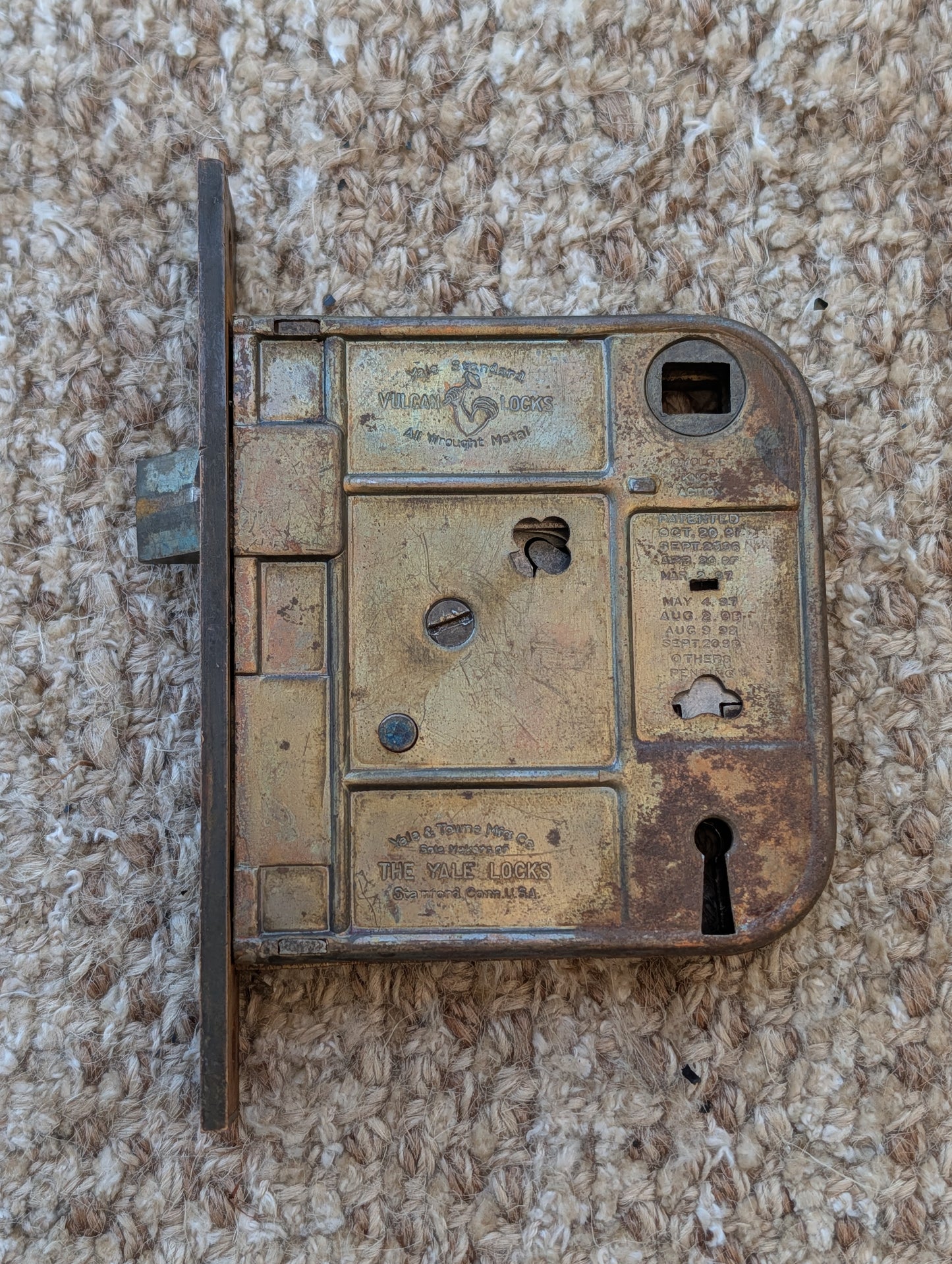 Antique Interior Yale Vulcan Mortise Lock Door Hardware