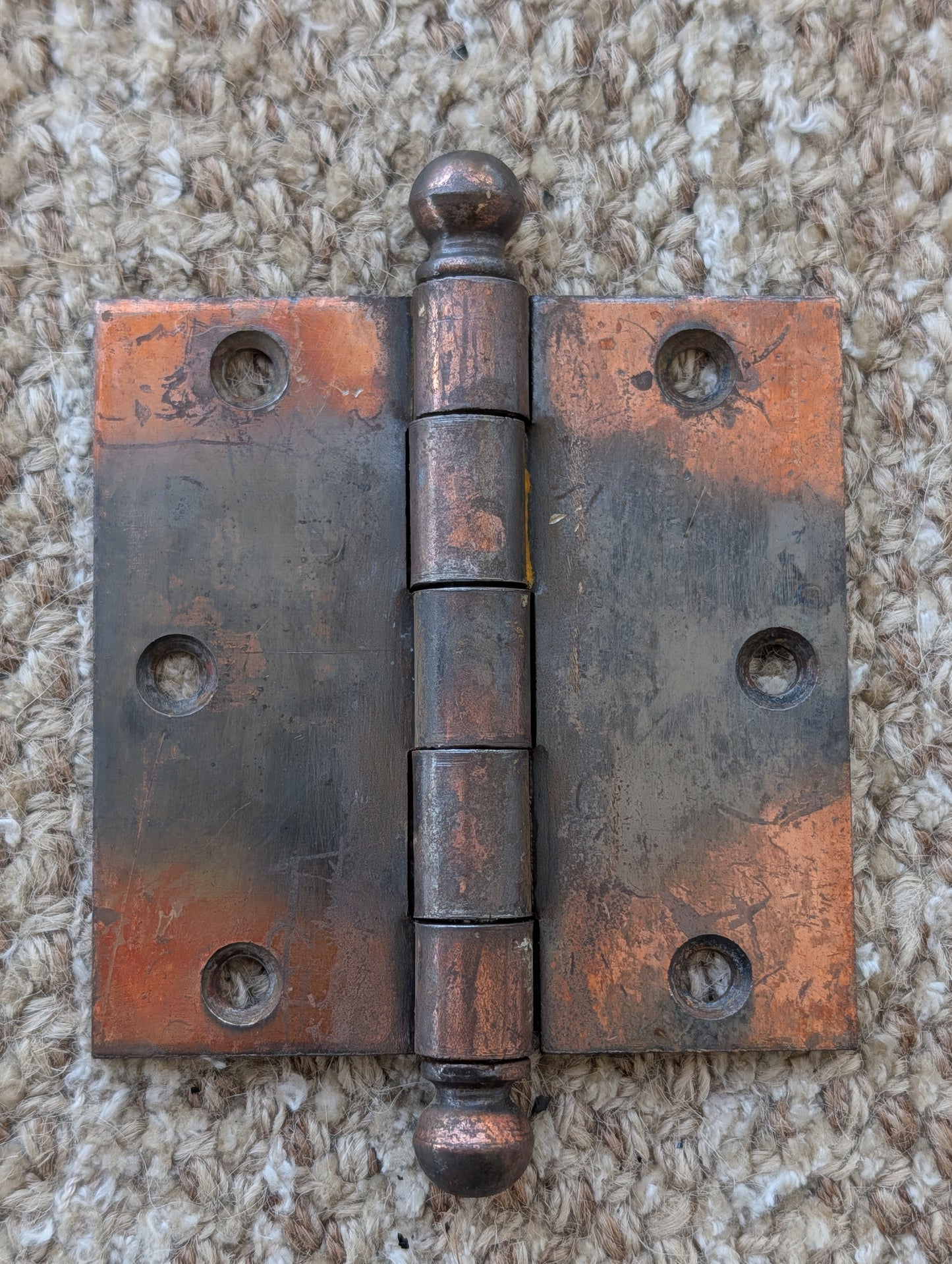 Antique 3 1/2" x 3 1/2" National Ball Tip Door Hinge Original Steel Hardware Sold Individually