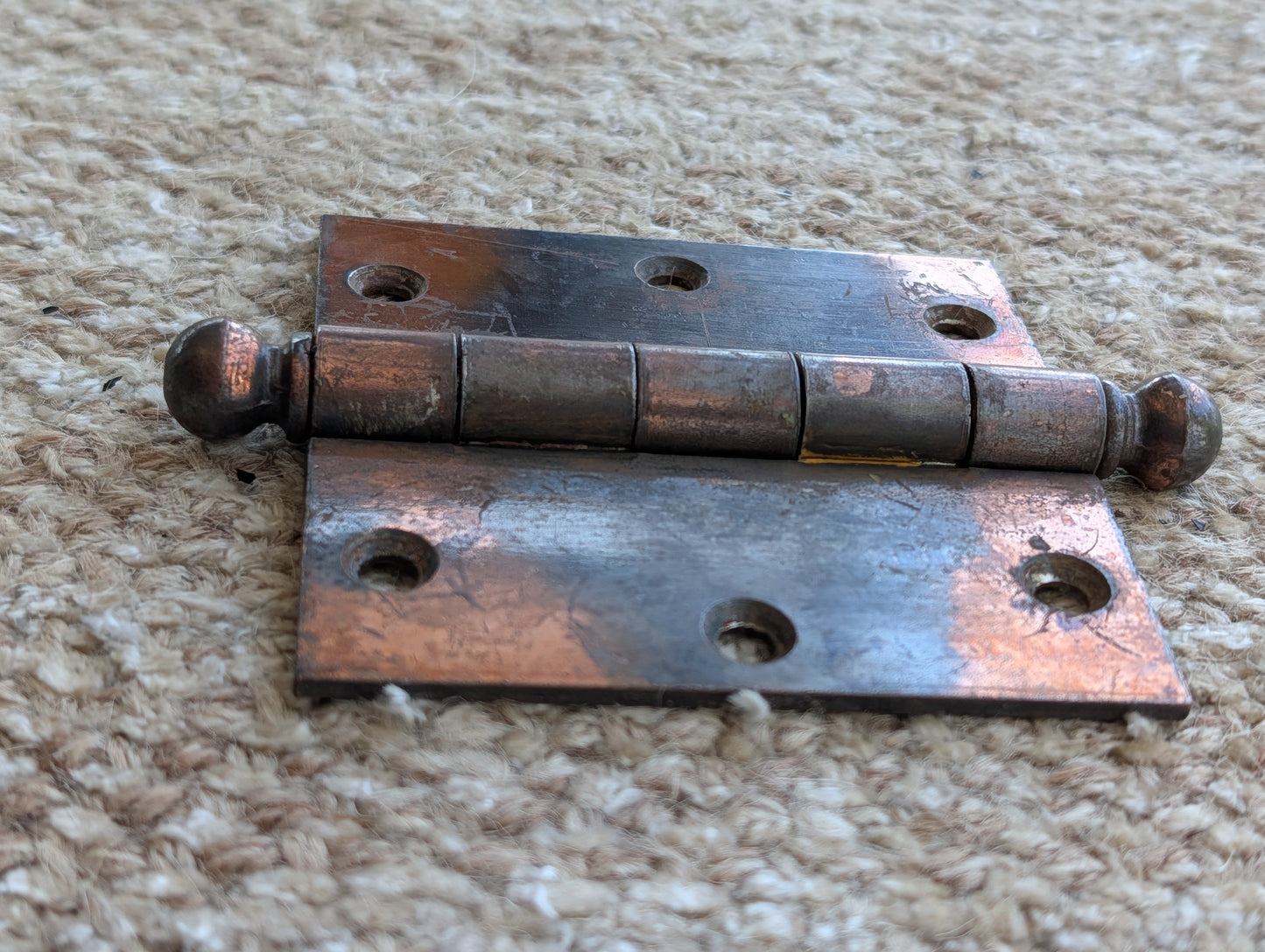 Antique 3 1/2" x 3 1/2" National Ball Tip Door Hinge Original Steel Hardware Sold Individually