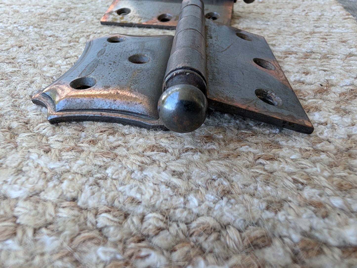 Set of 3 Antique 4" x 3 1/2" Ball Tip Off Set Door Hinge Original Steel Hardware