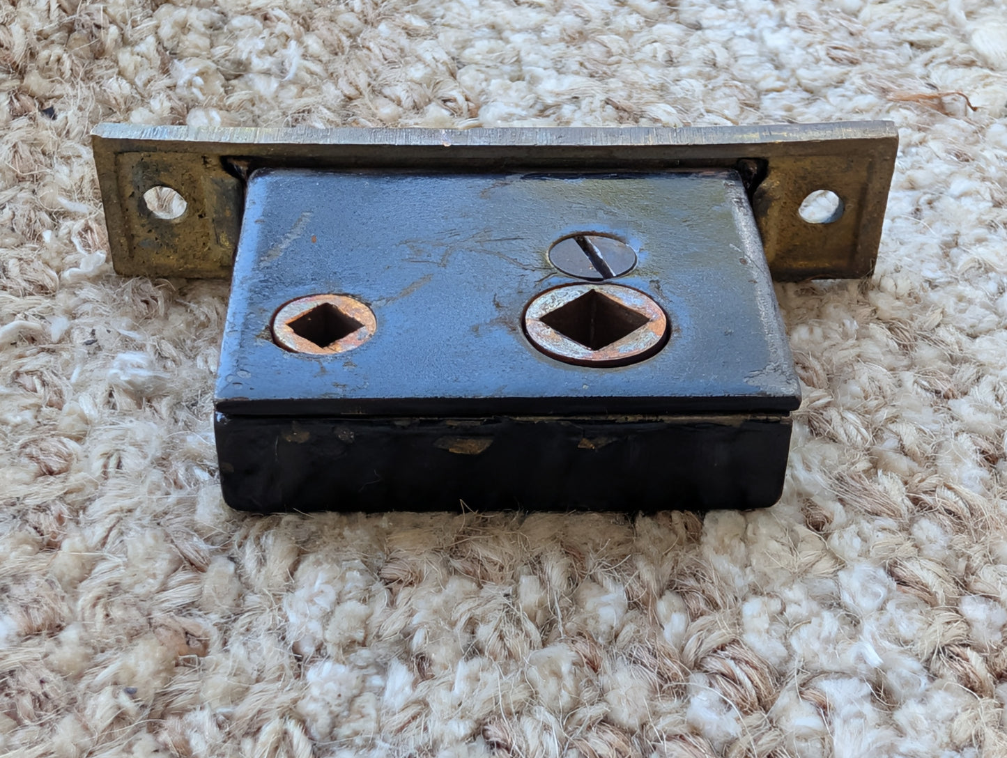 Antique Passage Mortise With Brass Door Knob, Lever and Plates