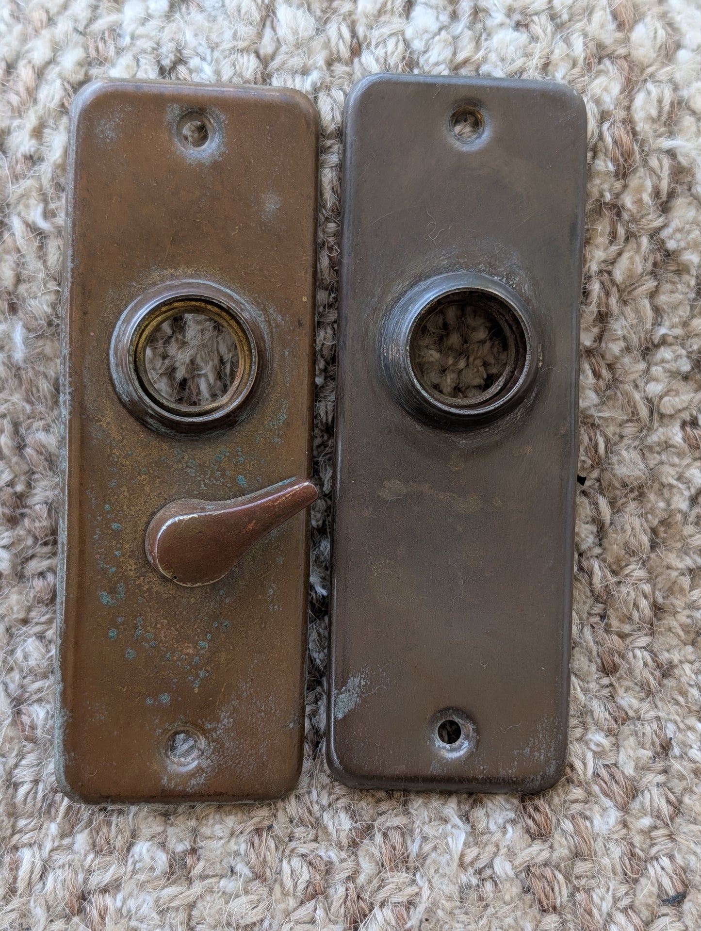 Antique Passage Mortise With Brass Door Knob, Lever and Plates