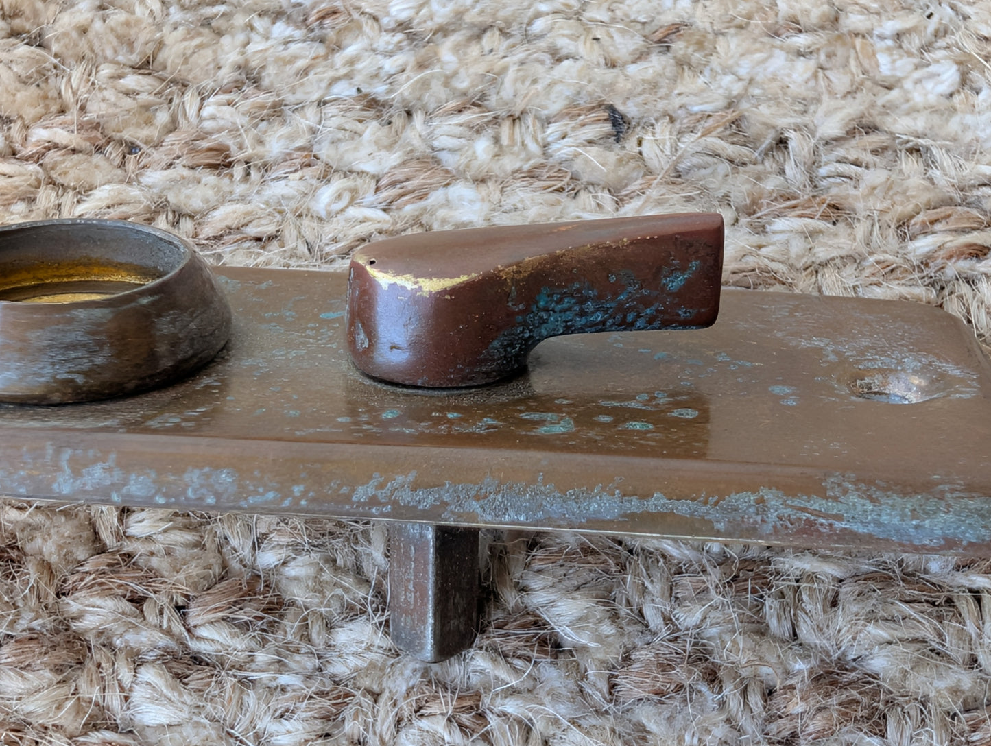 Antique Passage Mortise With Brass Door Knob, Lever and Plates