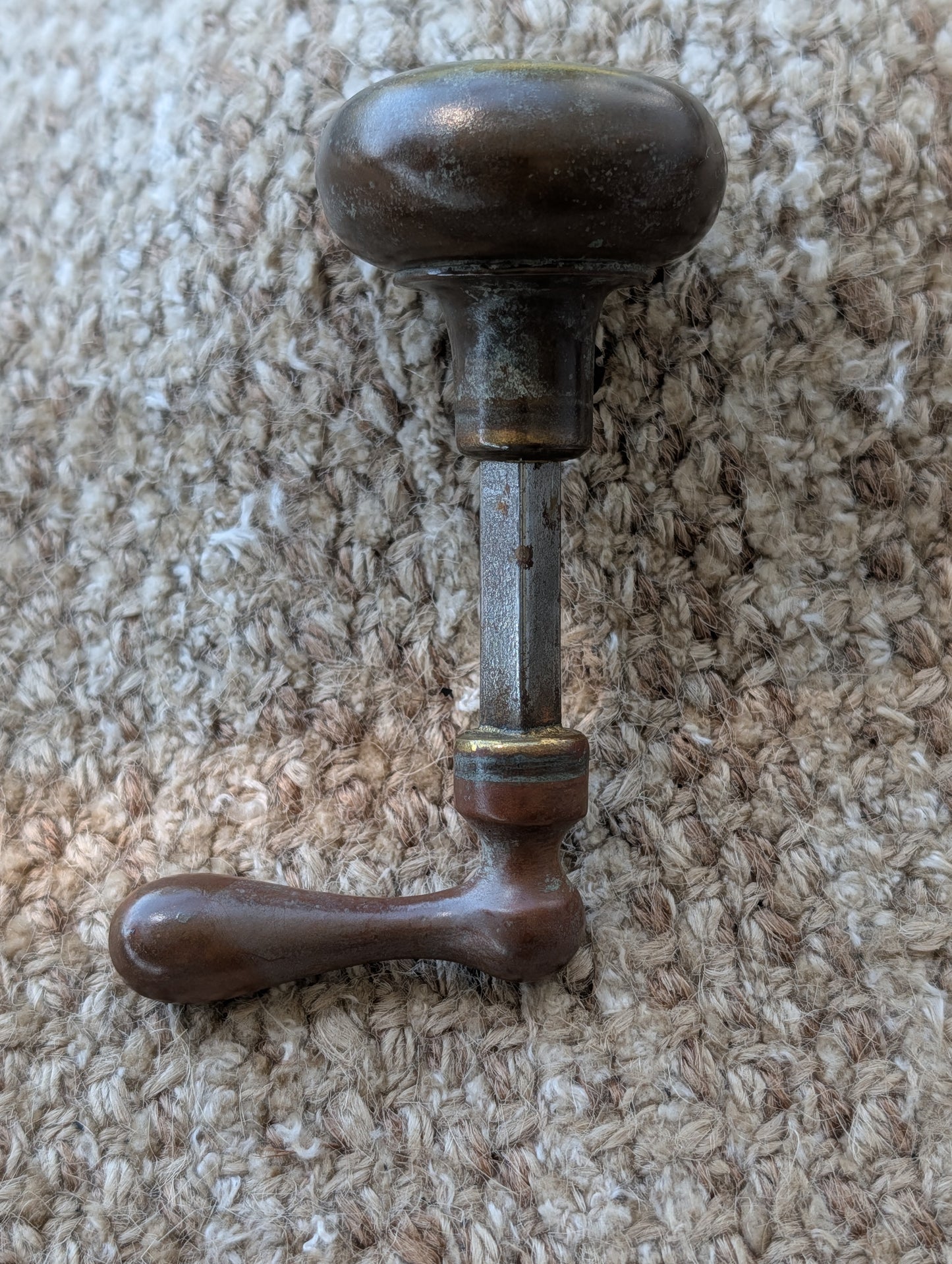 Antique Passage Mortise With Brass Door Knob, Lever and Plates