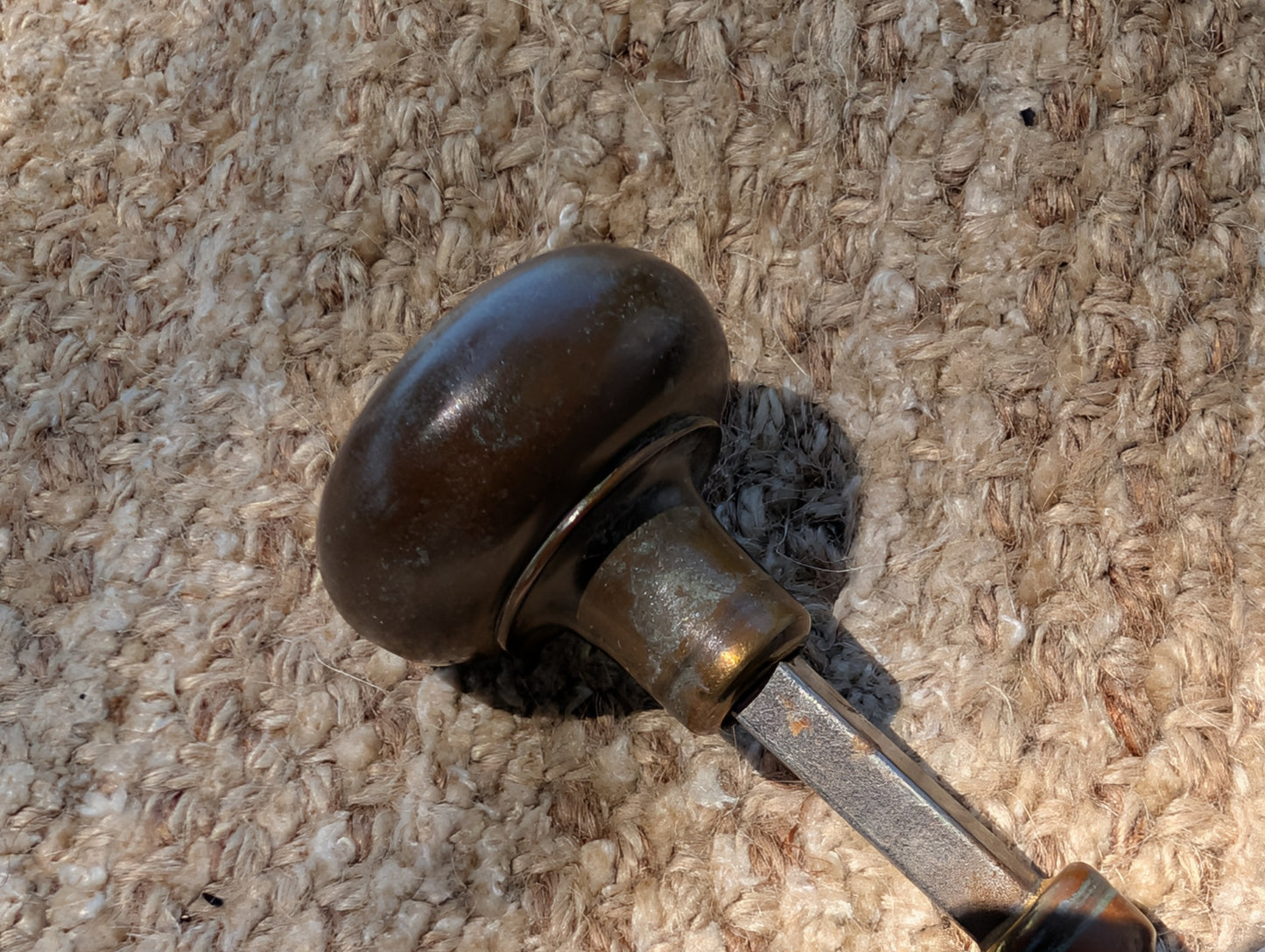 Antique Passage Mortise With Brass Door Knob, Lever and Plates