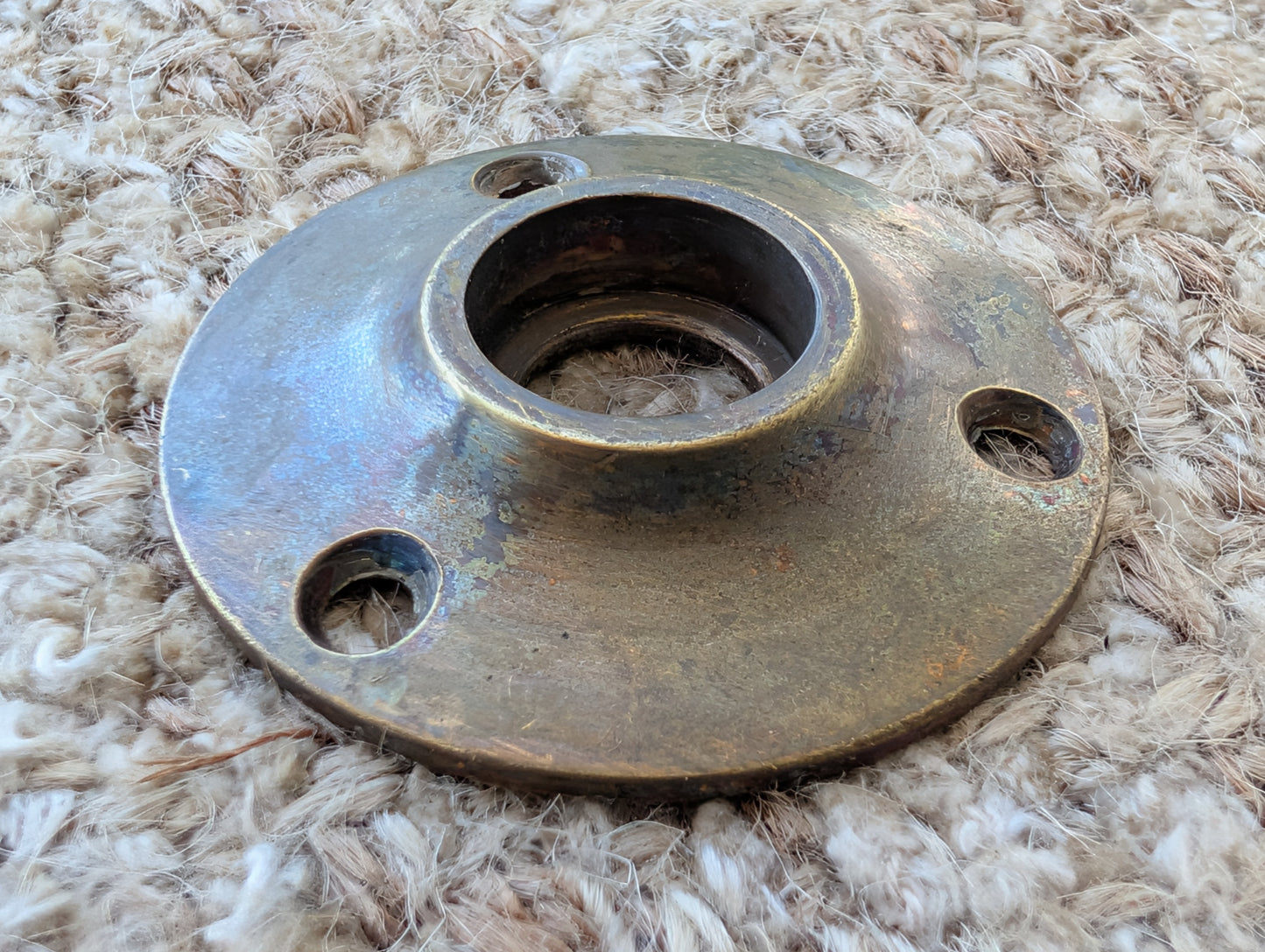 1 15/16" Antique Cast Brass Rosette Escutcheon For Door Knob