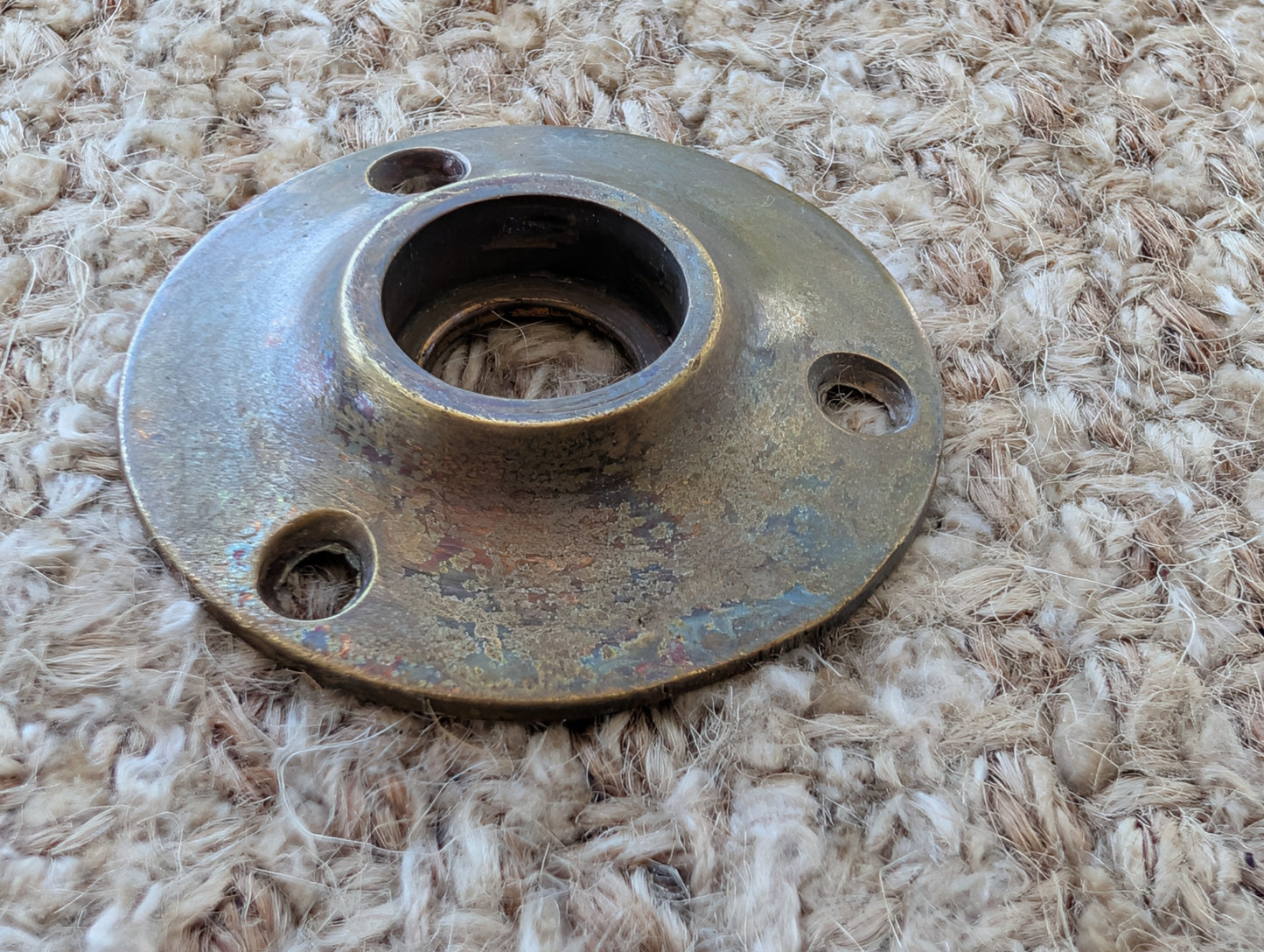 1 15/16" Antique Cast Brass Rosette Escutcheon For Door Knob