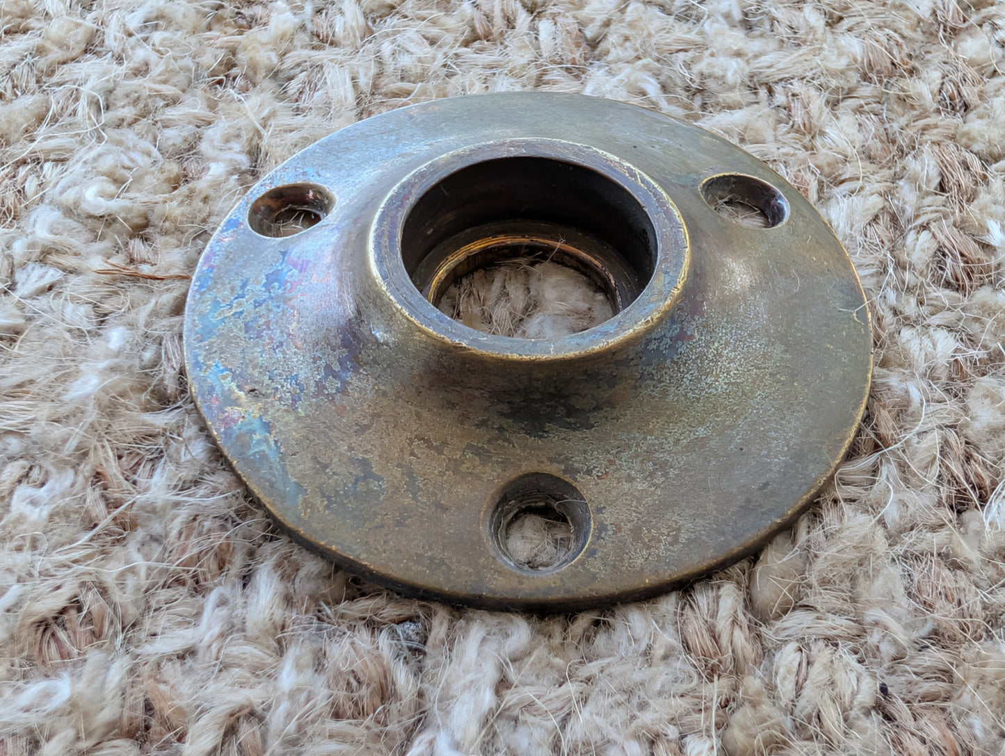 1 15/16" Antique Cast Brass Rosette Escutcheon For Door Knob