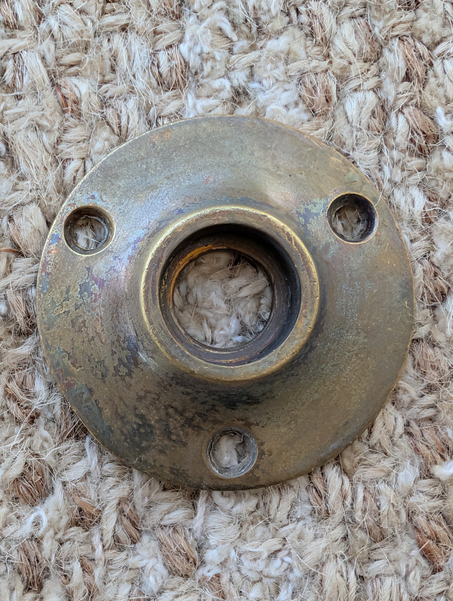 1 15/16" Antique Cast Brass Rosette Escutcheon For Door Knob
