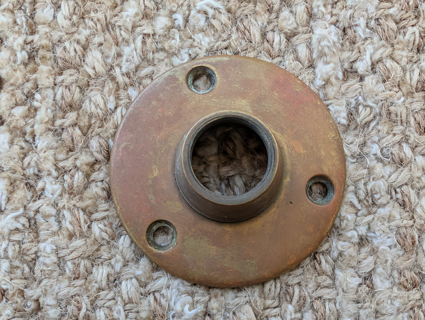 2 1/4" Antique Yale Cast Brass Rosette Escutcheon For Door Knob