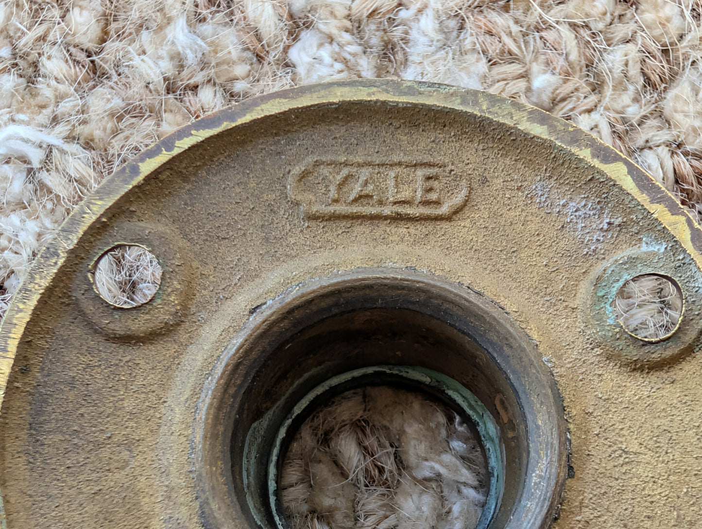 2 1/4" Antique Yale Cast Brass Rosette Escutcheon For Door Knob