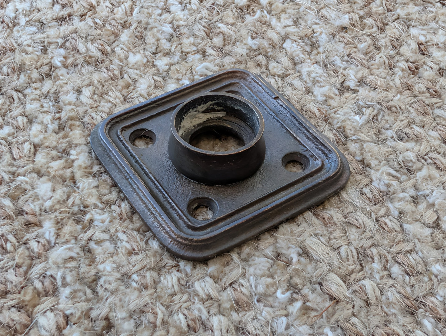 2 1/16" Antique Square Cast Brass Rosette Escutcheon For Door Knob