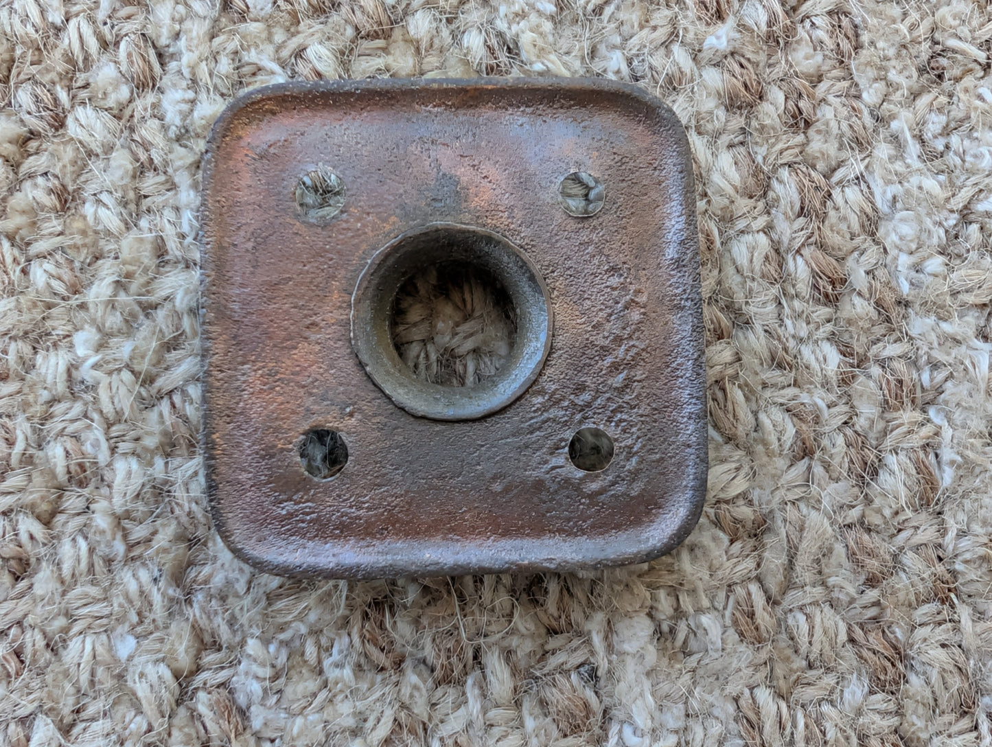 2 1/16" Antique Square Cast Brass Rosette Escutcheon For Door Knob