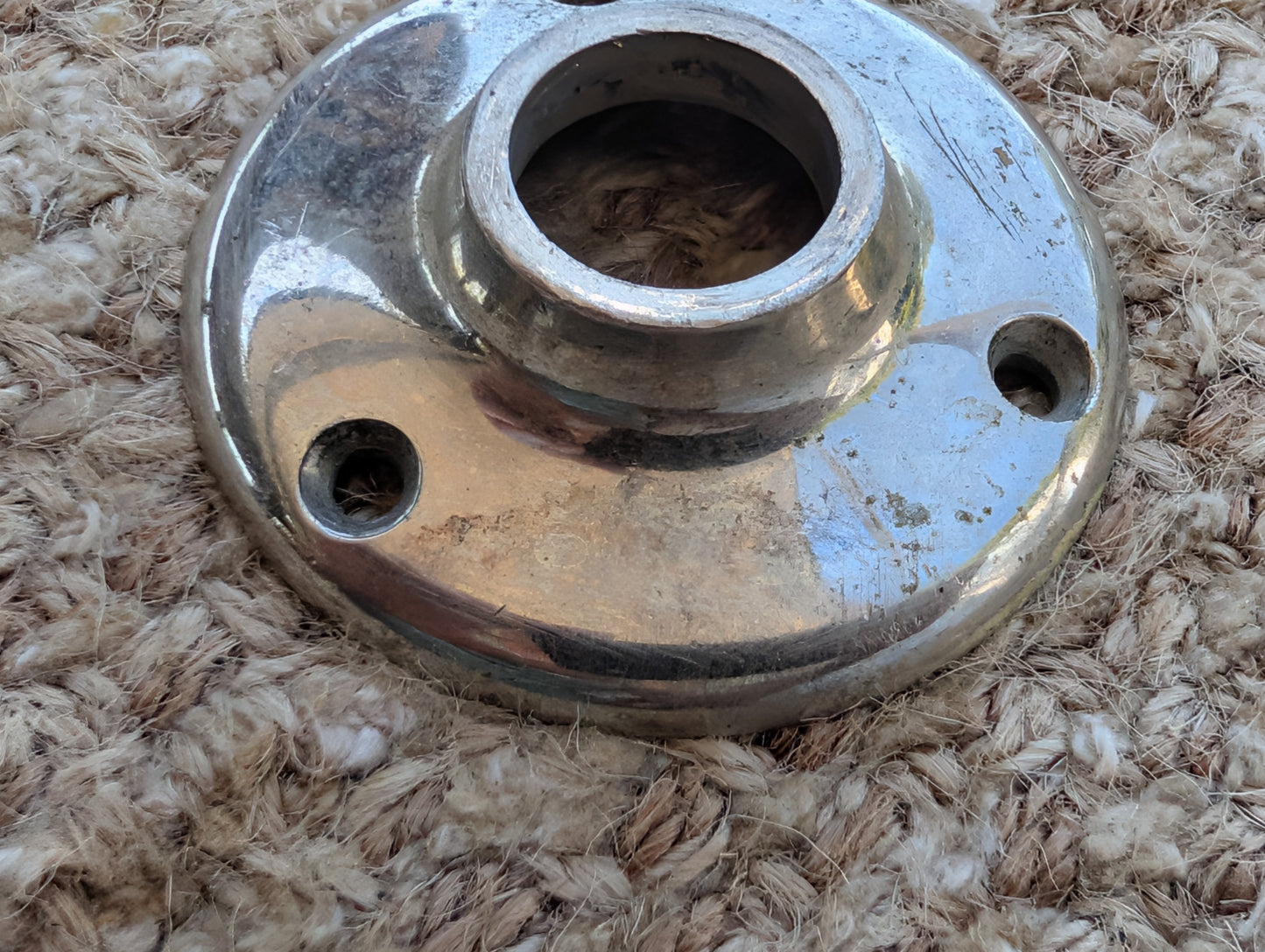 2 3/16" Antique Yale Cast Brass Rosette Escutcheon For Door Knob