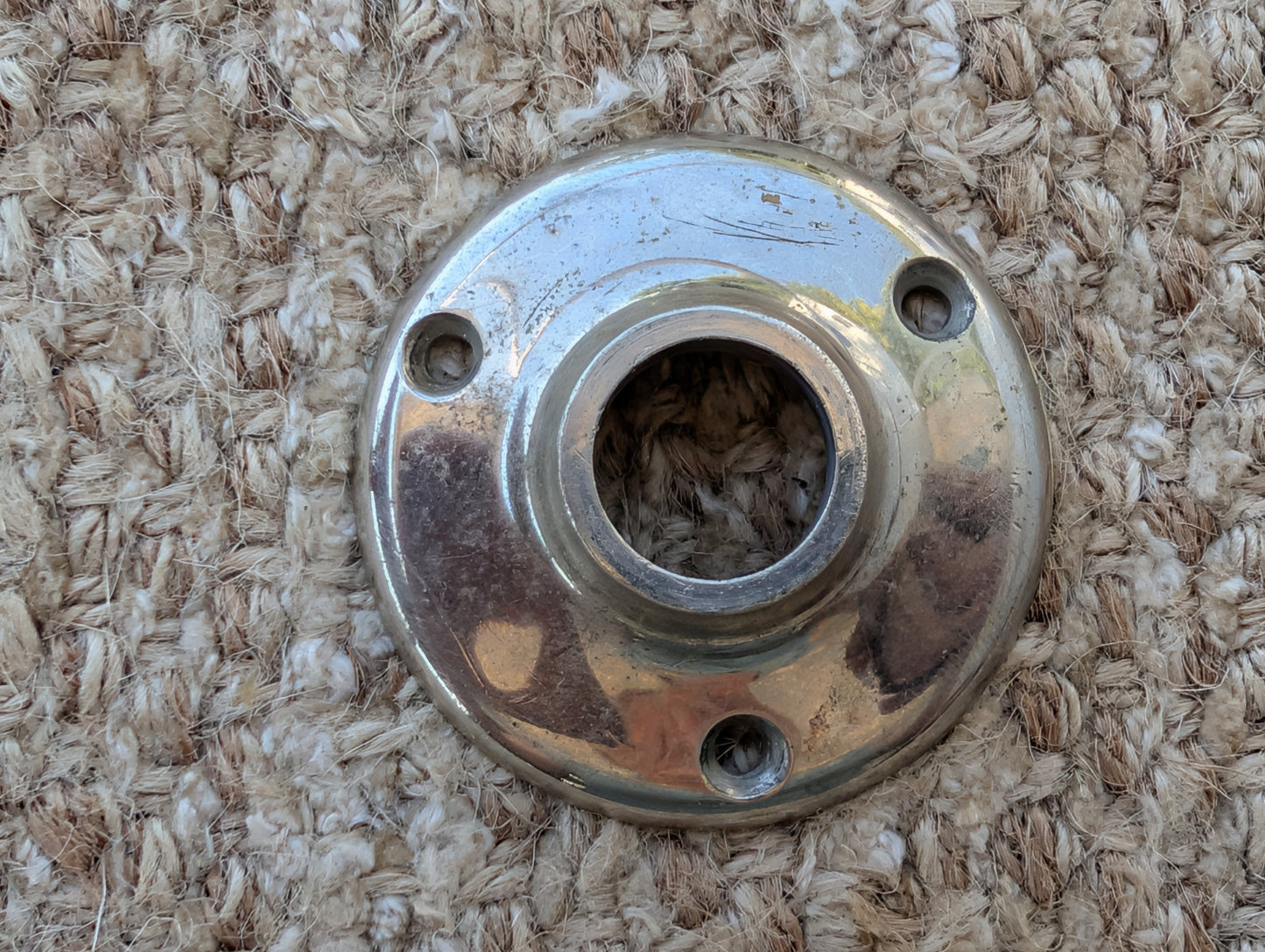 2 3/16" Antique Yale Cast Brass Rosette Escutcheon For Door Knob