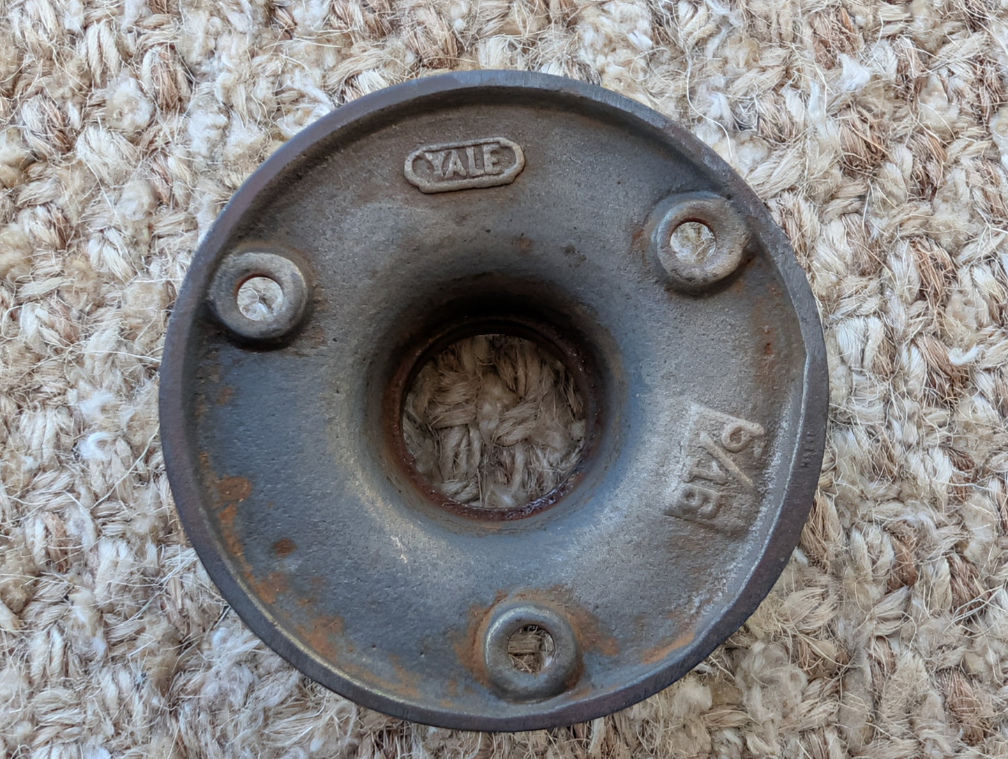 2 3/16" Antique Yale Cast Iron Rosette Escutcheon For Door Knob