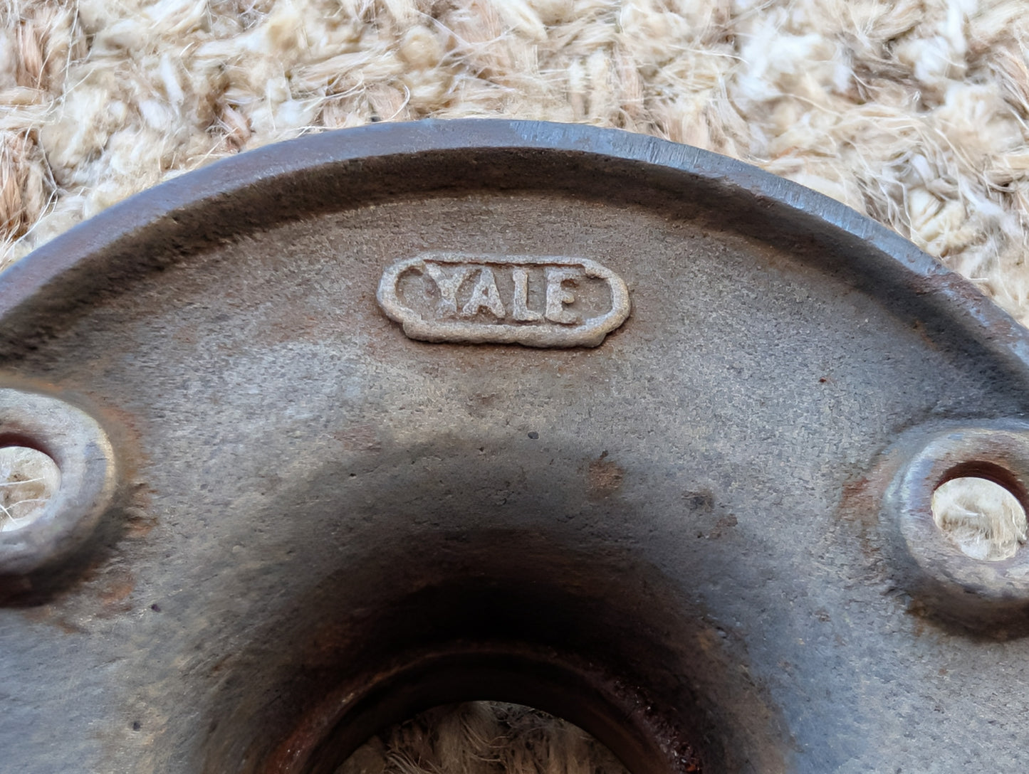 2 3/16" Antique Yale Cast Iron Rosette Escutcheon For Door Knob