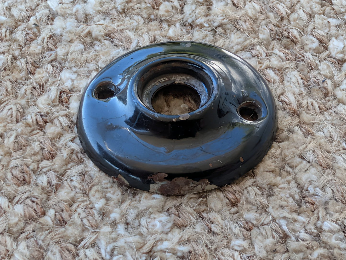2" Antique Black Steel Rosette Escutcheon For Door Knob