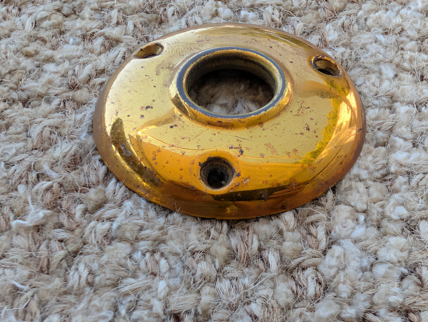 2" Antique Stamped Brass Rosette Escutcheon For Door Knob