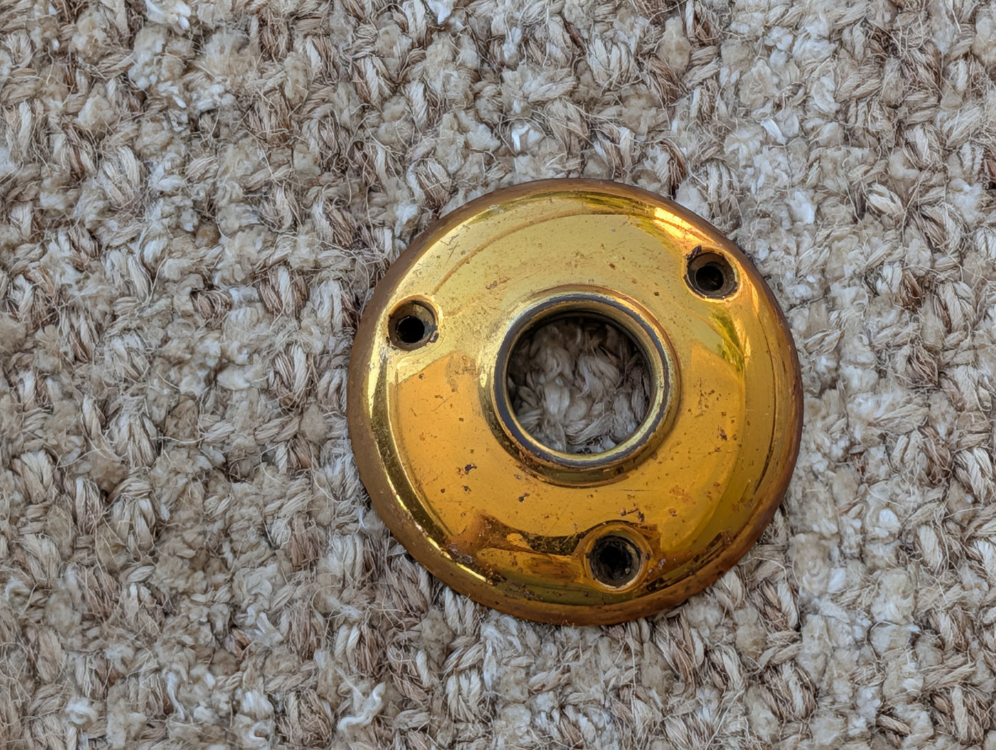 2" Antique Stamped Brass Rosette Escutcheon For Door Knob