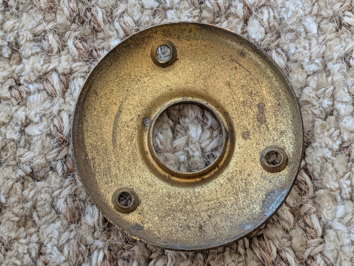 2" Antique Stamped Brass Rosette Escutcheon For Door Knob