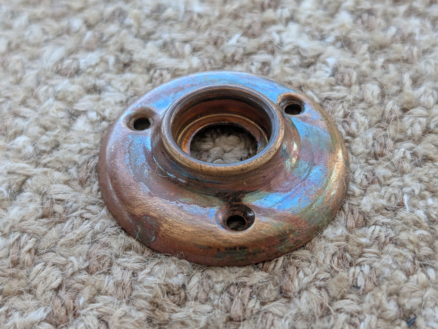 2 1/8" Antique Stamped Brass Rosette Escutcheon For Door Knob