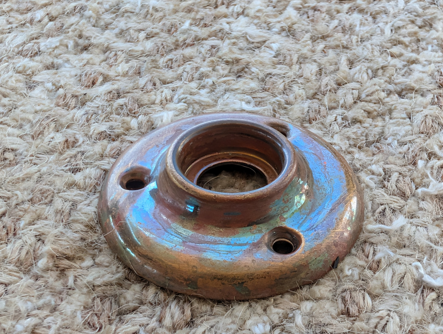 2 1/8" Antique Stamped Brass Rosette Escutcheon For Door Knob