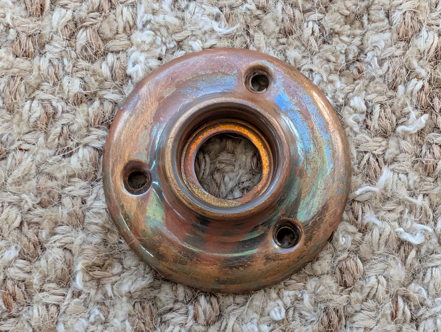 2 1/8" Antique Stamped Brass Rosette Escutcheon For Door Knob