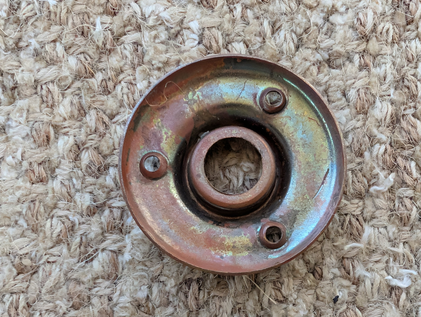 2 1/8" Antique Stamped Brass Rosette Escutcheon For Door Knob