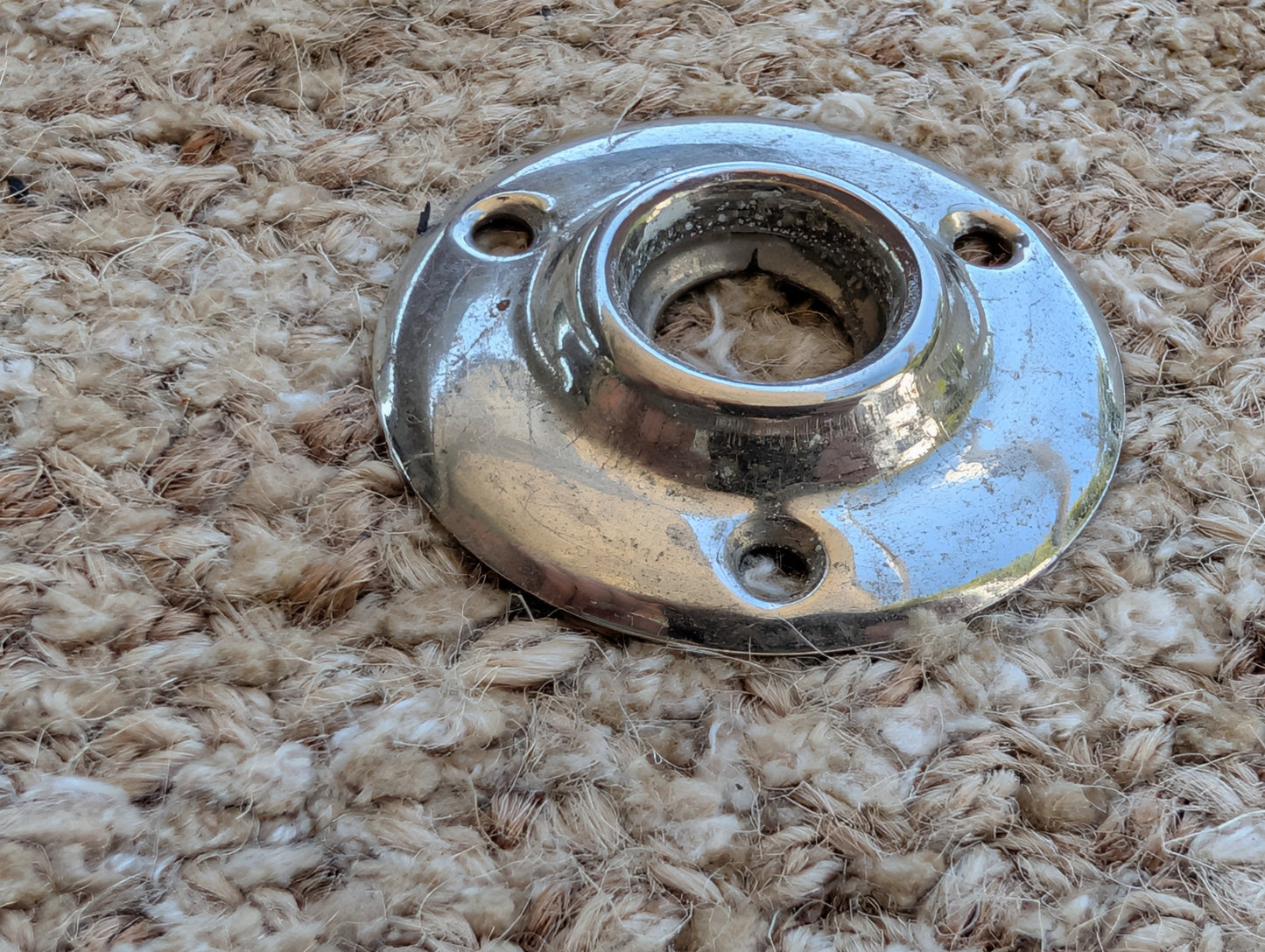 1 7/8" Antique Stamped Brass Rosette Escutcheon For Door Knob