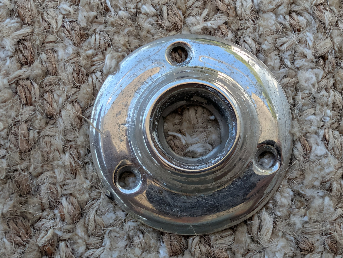 1 7/8" Antique Stamped Brass Rosette Escutcheon For Door Knob